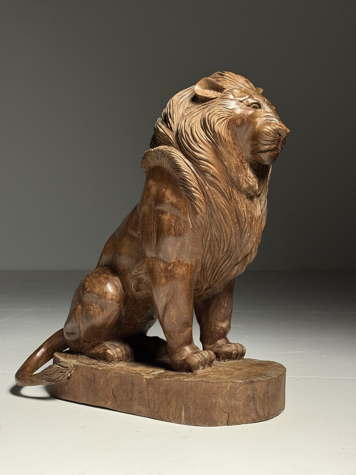 photo for sale Woodcarving Statue Lion Asian, Late 20th Century