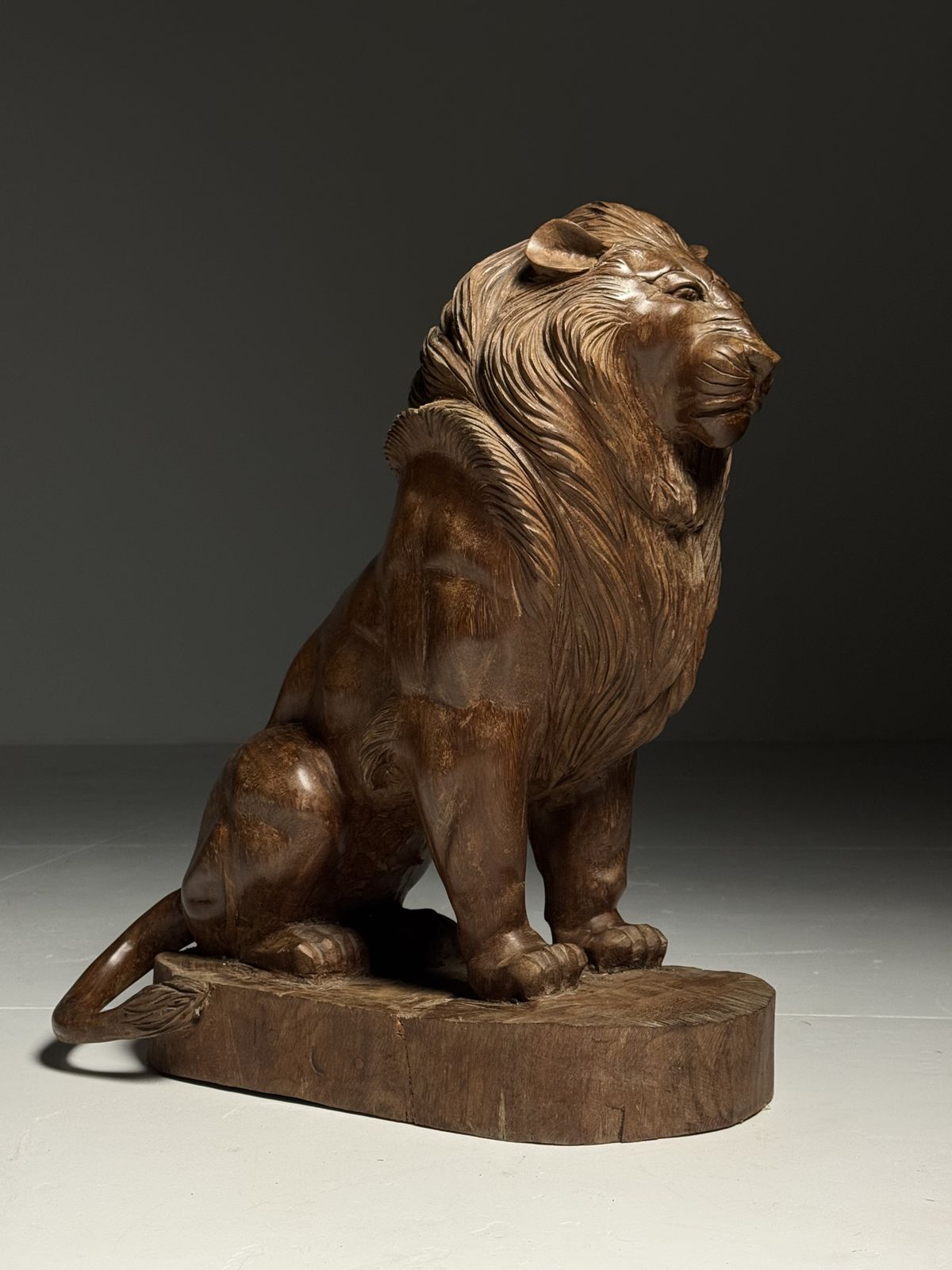 Art Woodcarving Statue Lion Asian, Late 20th Century photo