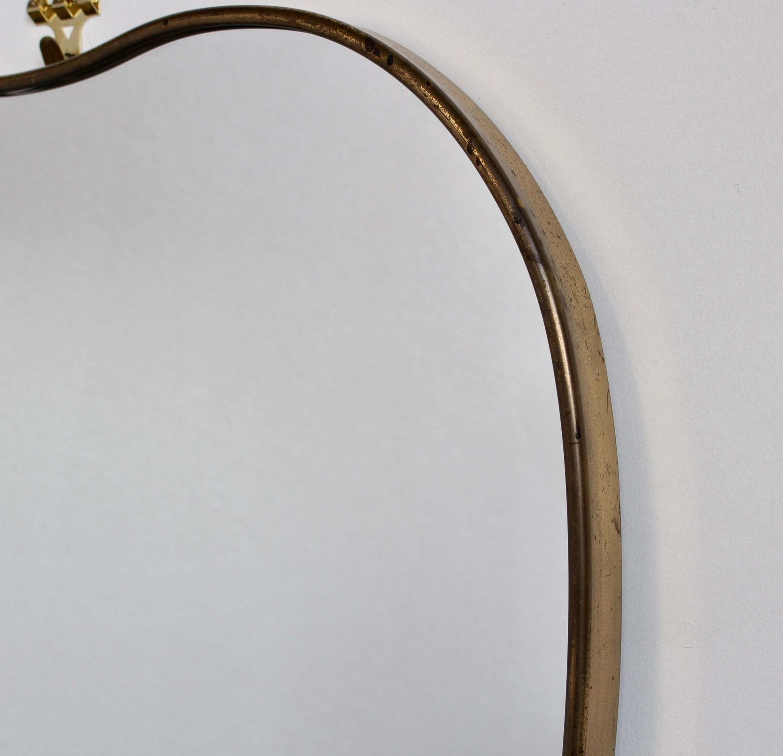 photo for sale Vintage Italian Wall Mirror With Brass Frame (Circa 1960s)