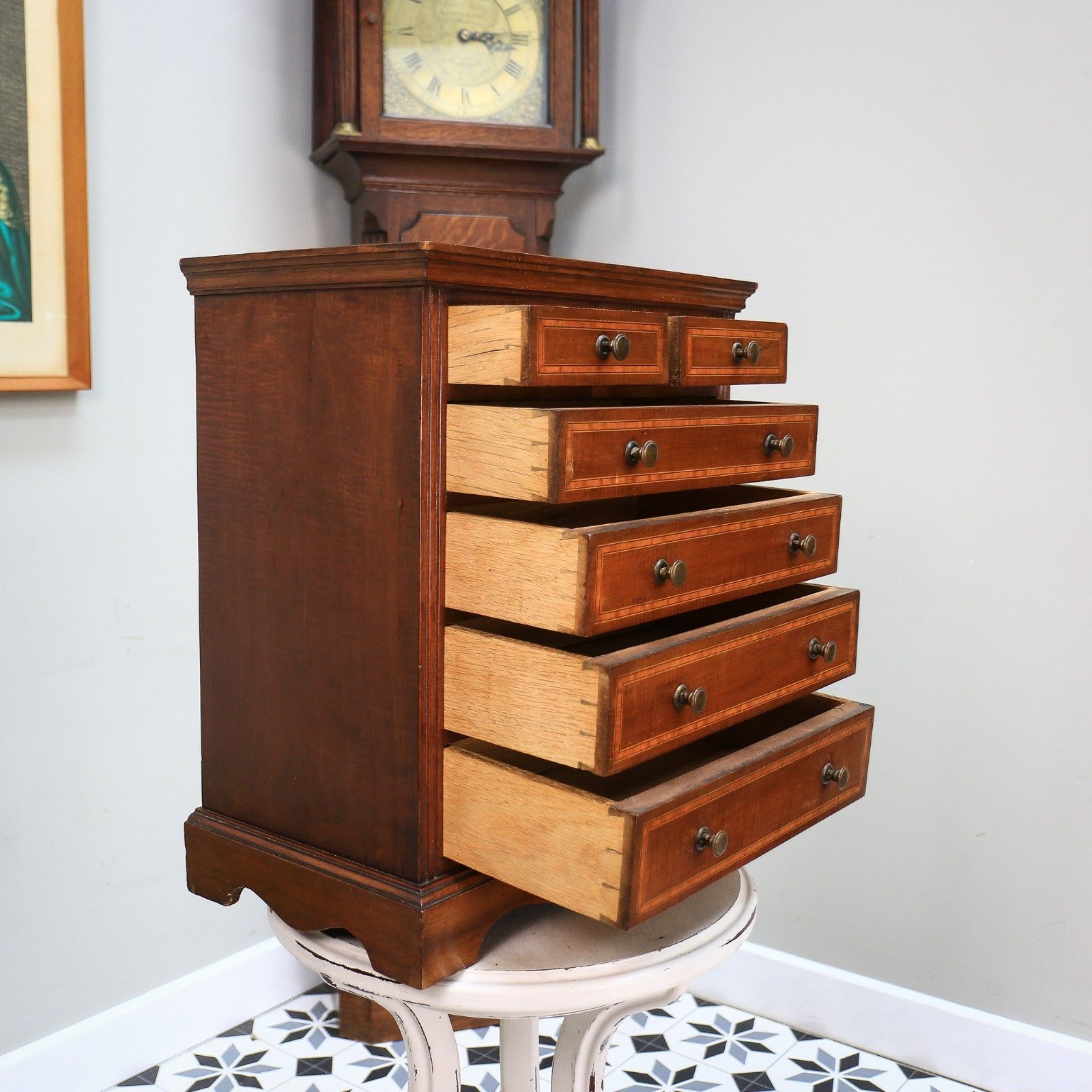 595.0 Chest Of Drawers Apprentice Salesman Piece Inlaid Mahogany photo