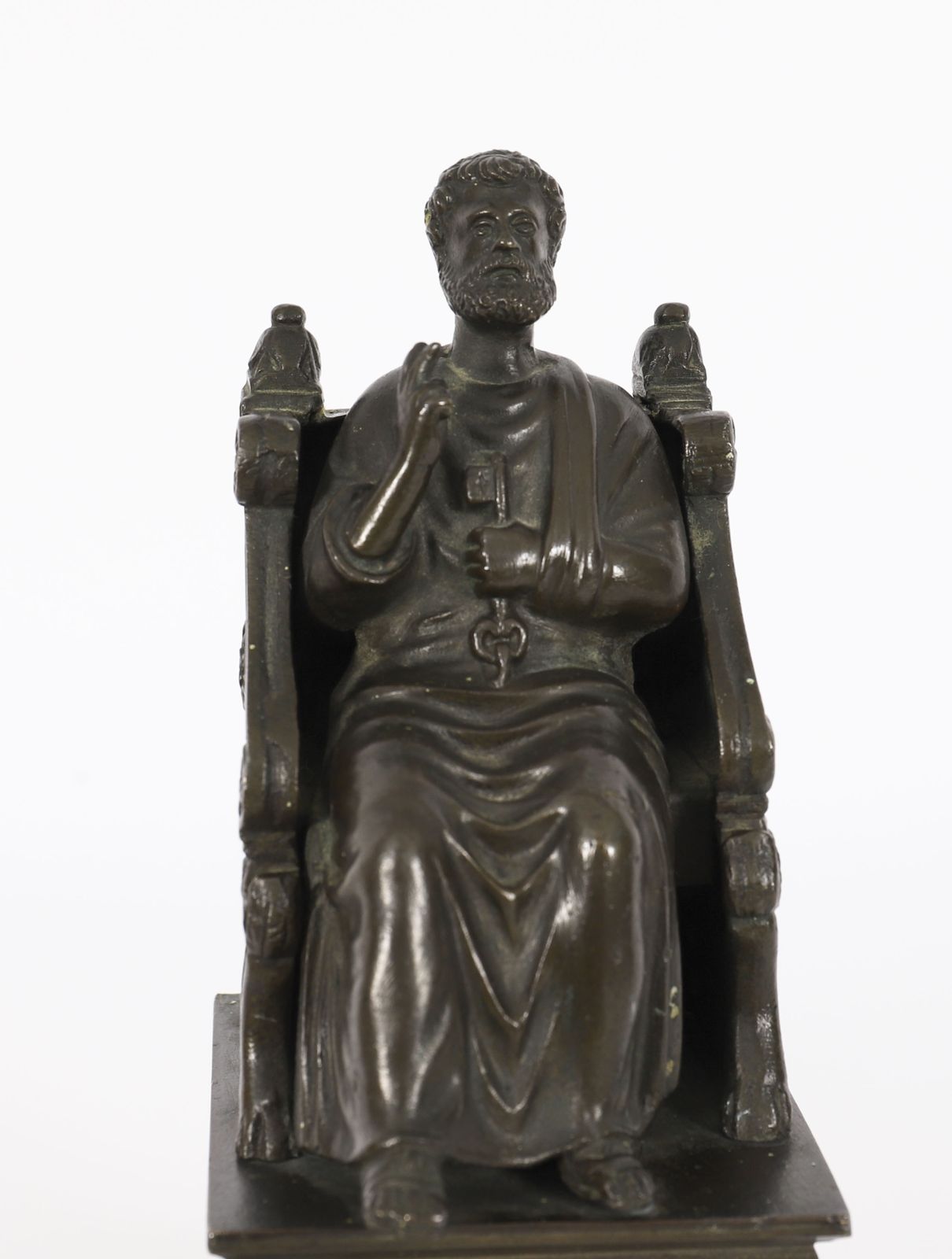 Antique Italian Grand Tour Patinated  Bronze Sculpture Of St Peter 19th Century photo for sale
