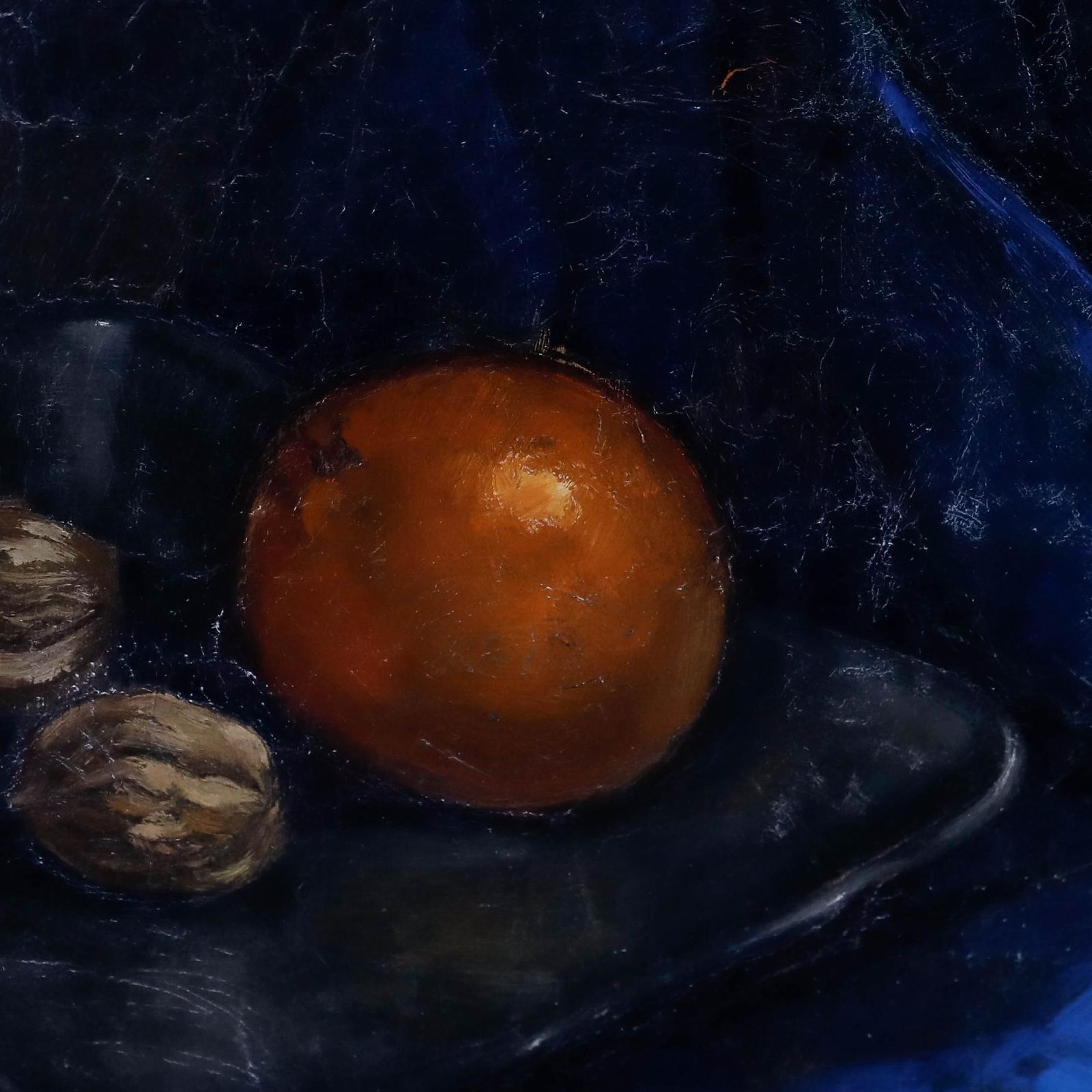 Jan Muller Framed Mid 20th Century Oil, Still Life With Orange And Walnuts photo vinterior