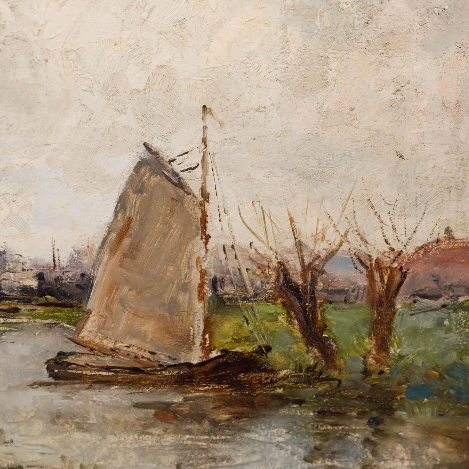 Josef Helmut Schilhabel (1896 1970) Framed Oil, Dutch Mill By The Canal photo 350.0