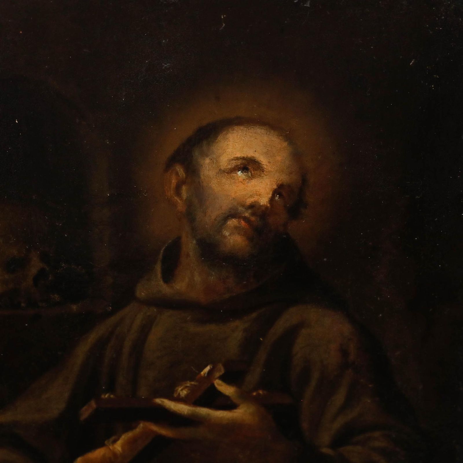 Spanish School 17th Century Oil St. Francis Of Assisi In Ecstasy photo 1250.0