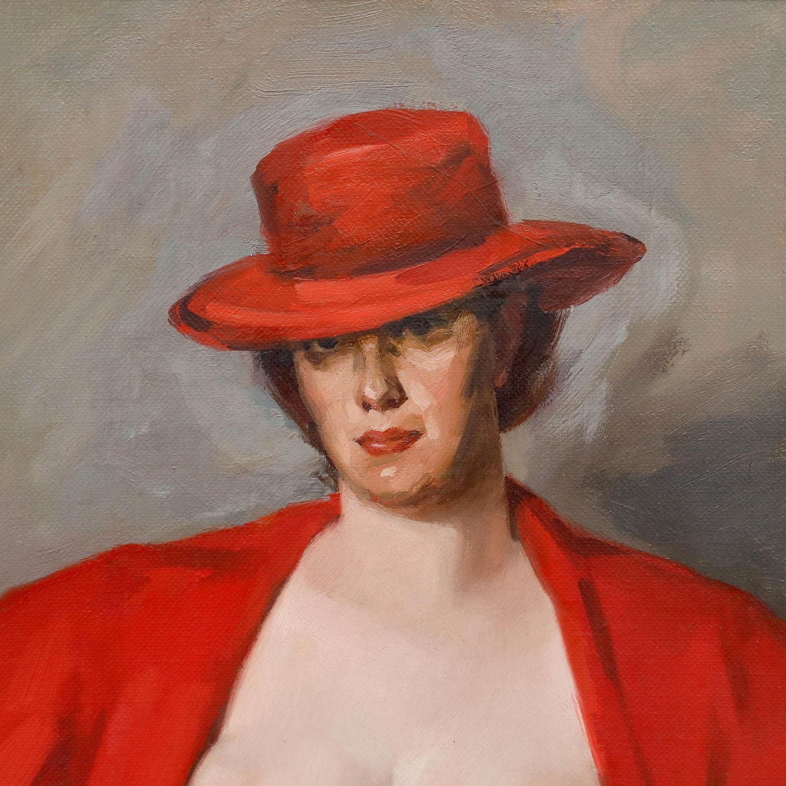 Attrib. Robert Van Cauwenberghe (1905 1985) Framed Oil, The Red Ensemble photo Art