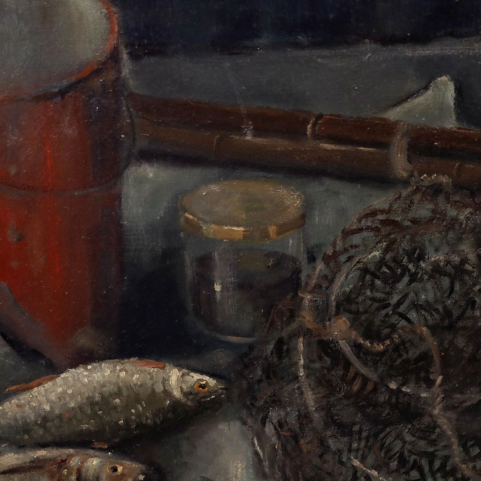 Henk Rhee (1914 1999) 20th Century Oil, Fisherman's Tackle photo vintage