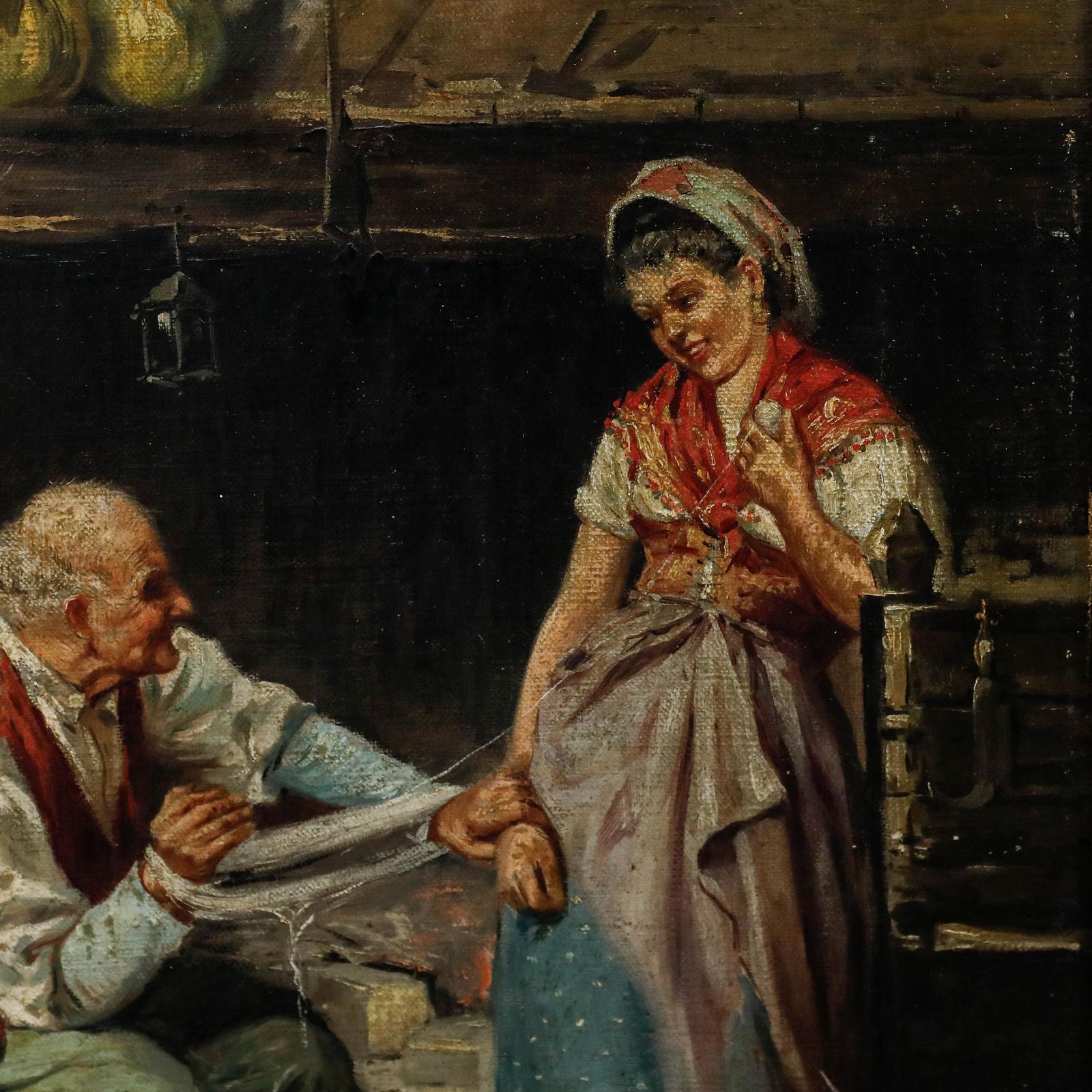 Raffaele Frigerio (1875 1948) Framed 19th Century Oil, Tied Together photo 350.0