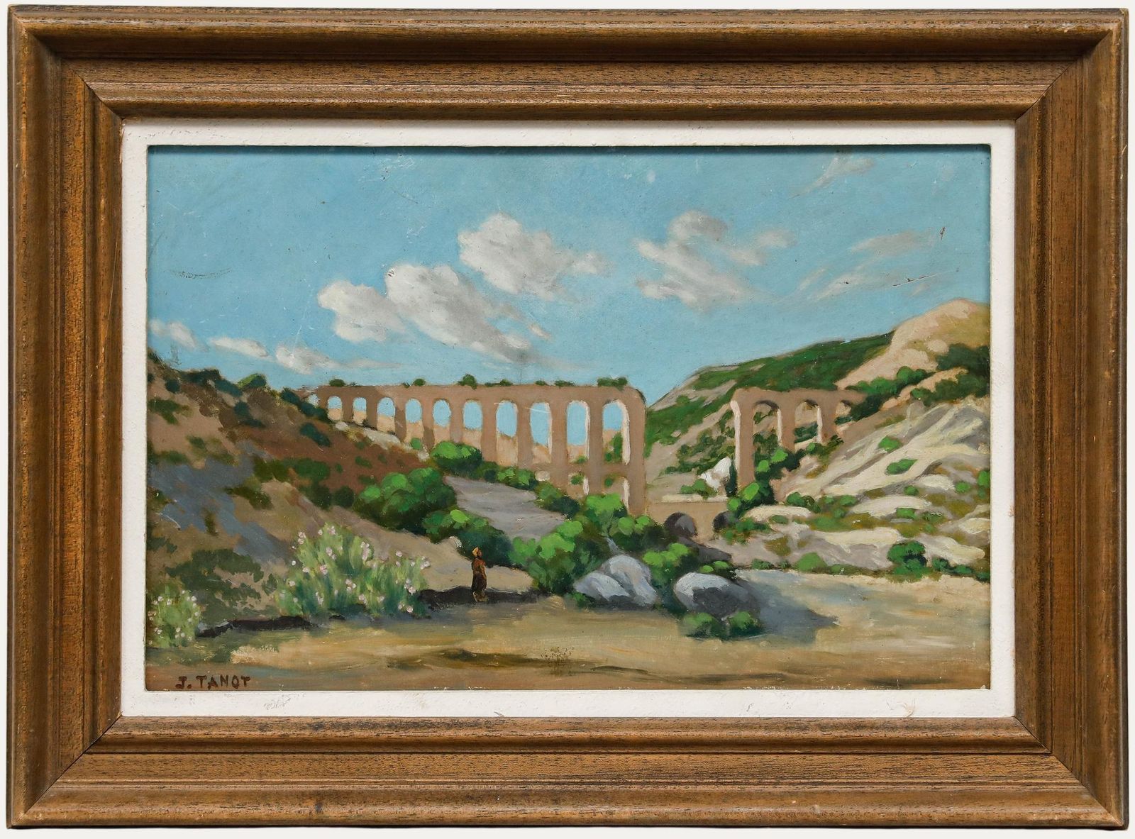 J. Tanot Framed Early 20th Century Oil, View Of An Aqueduct
