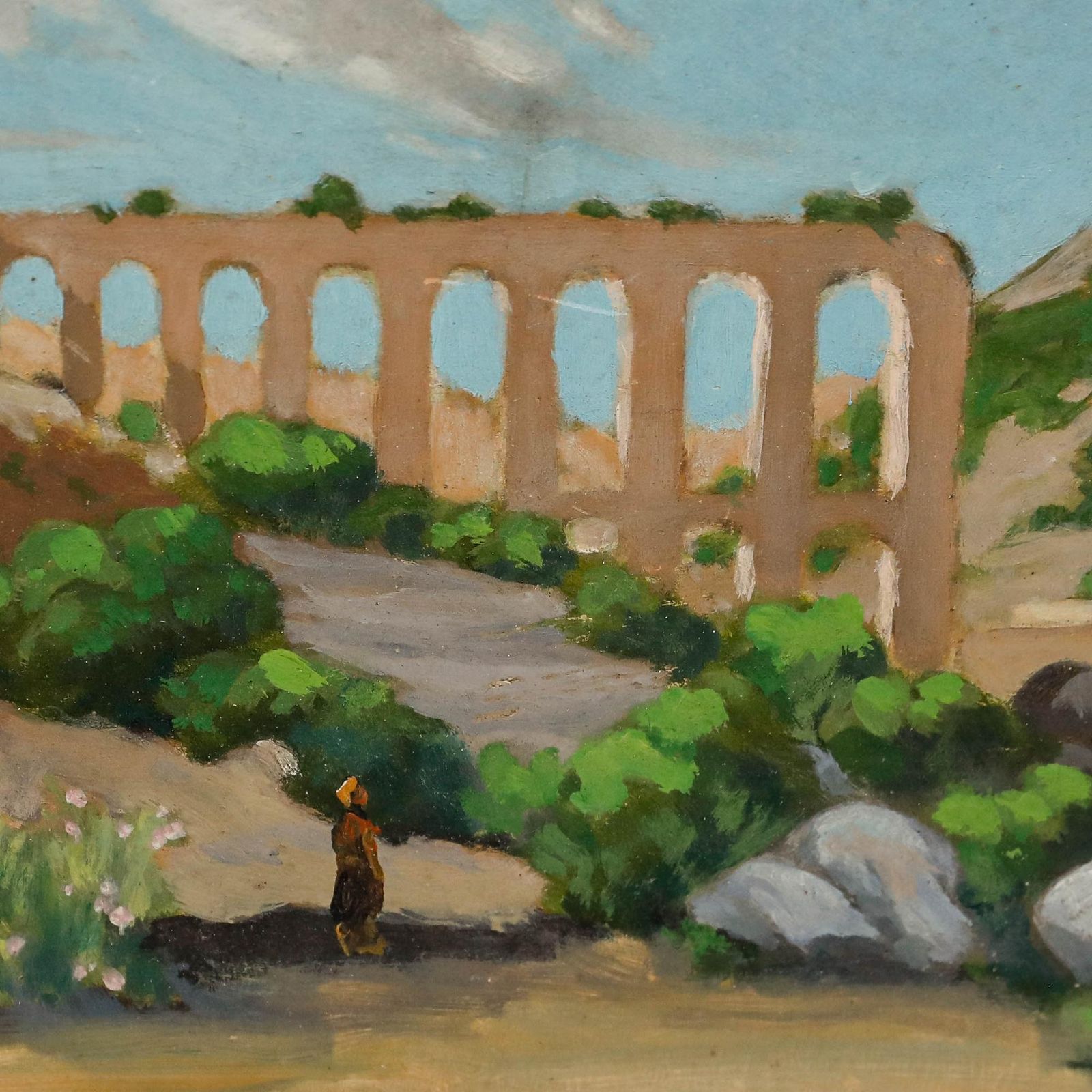 J. Tanot Framed Early 20th Century Oil, View Of An Aqueduct photo 250.0