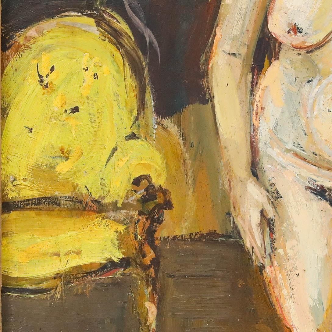 Frederick England (B.1939) Framed Mid 20th Century Oil, Ann & The Yellow Chair photo 495.0