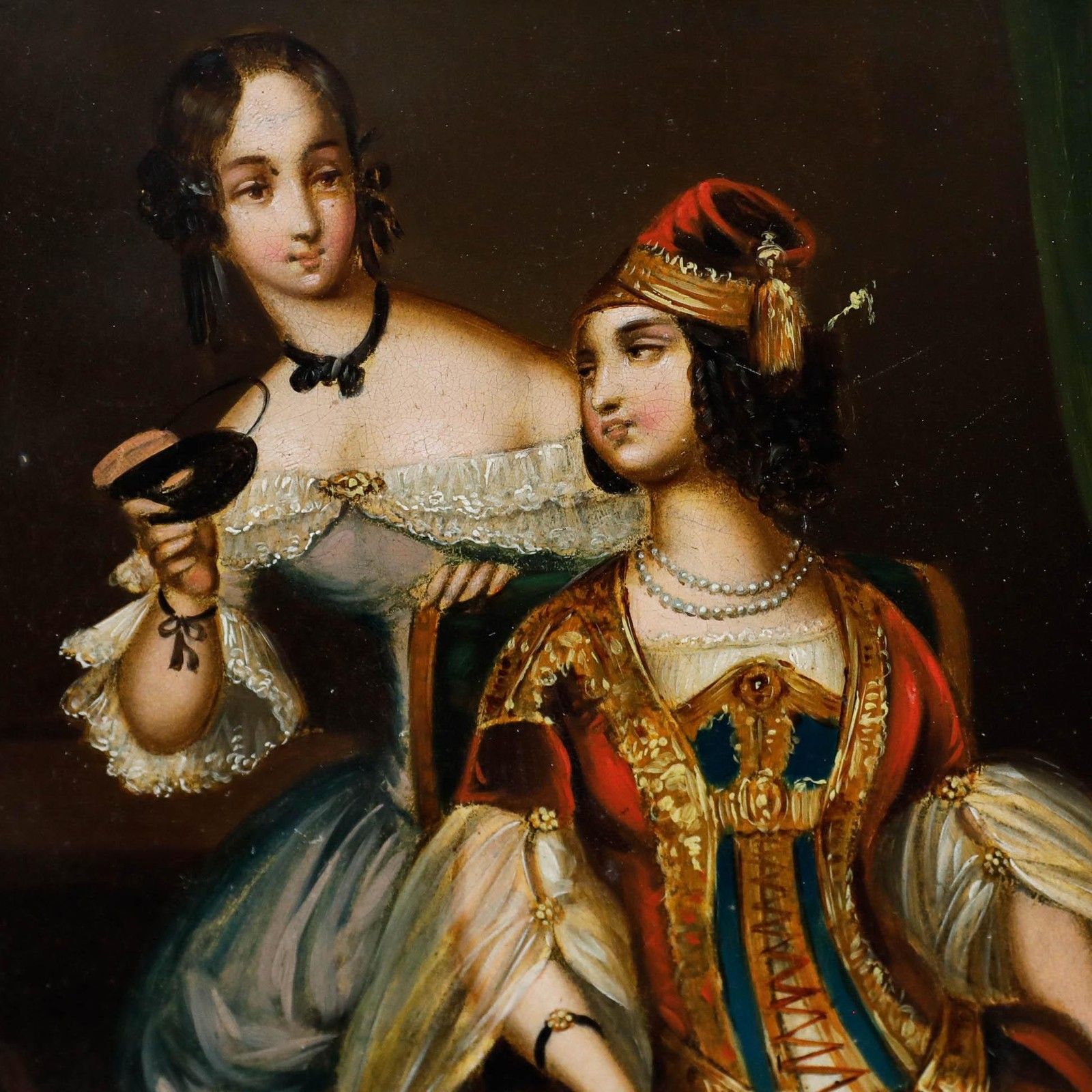 Framed Early 19th Century Oil Attending The Masquerade Ball photo Art