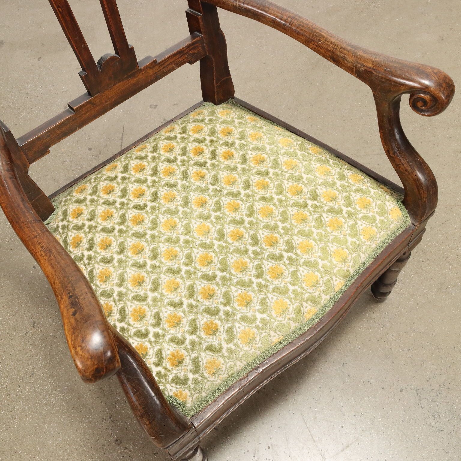 Ancient Armchair From The Directoire Cloth Italy Late XIX Century photo vinterior