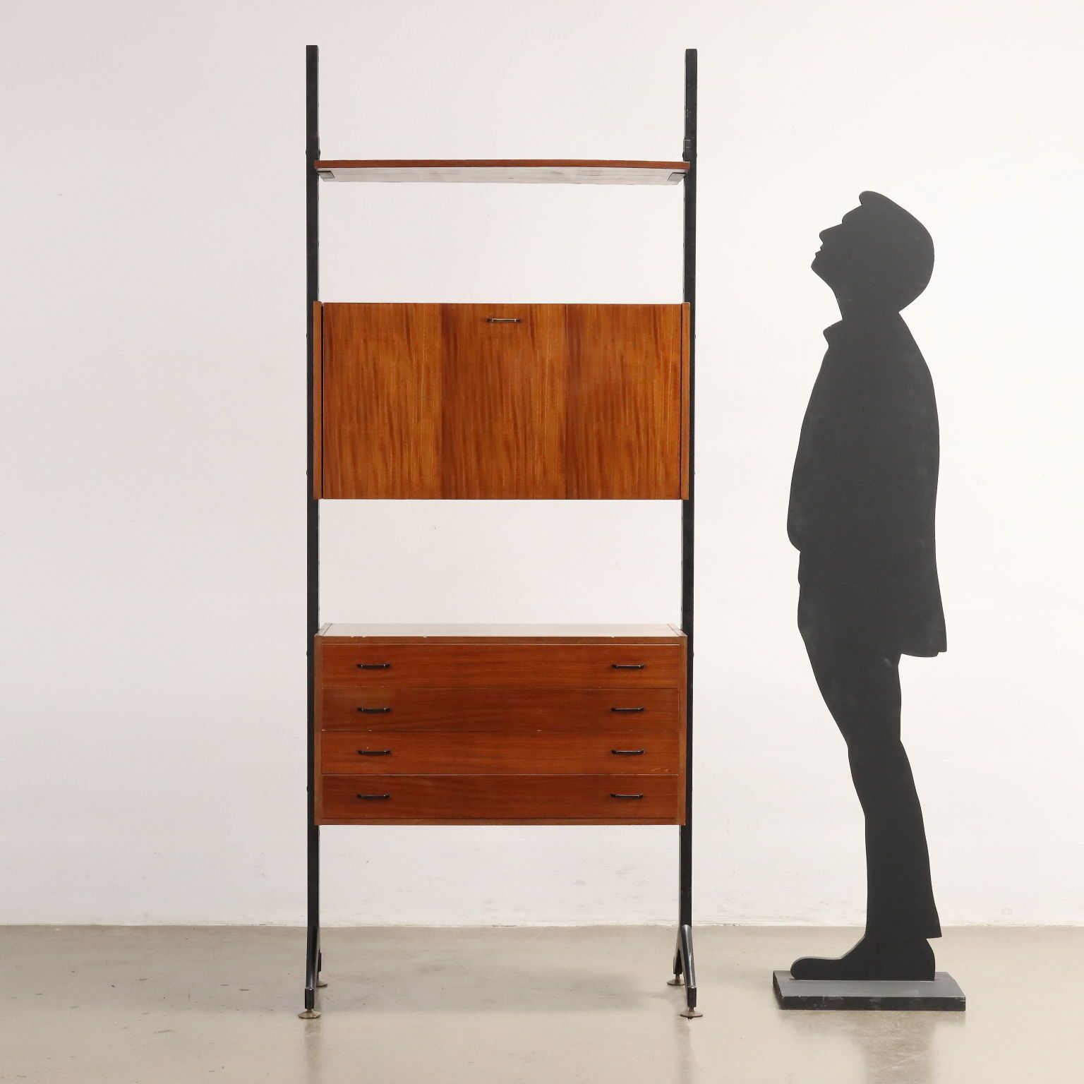Vintage 1950s 60s Bookcase Mahogany Italy photo for sale
