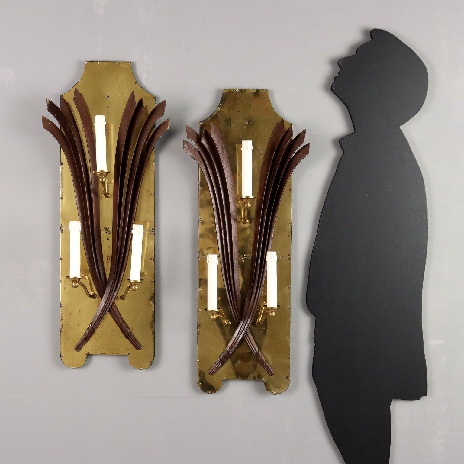 Antique Wall Lamps 3 Lights Wrought Iron Italy XX Century photo furniture