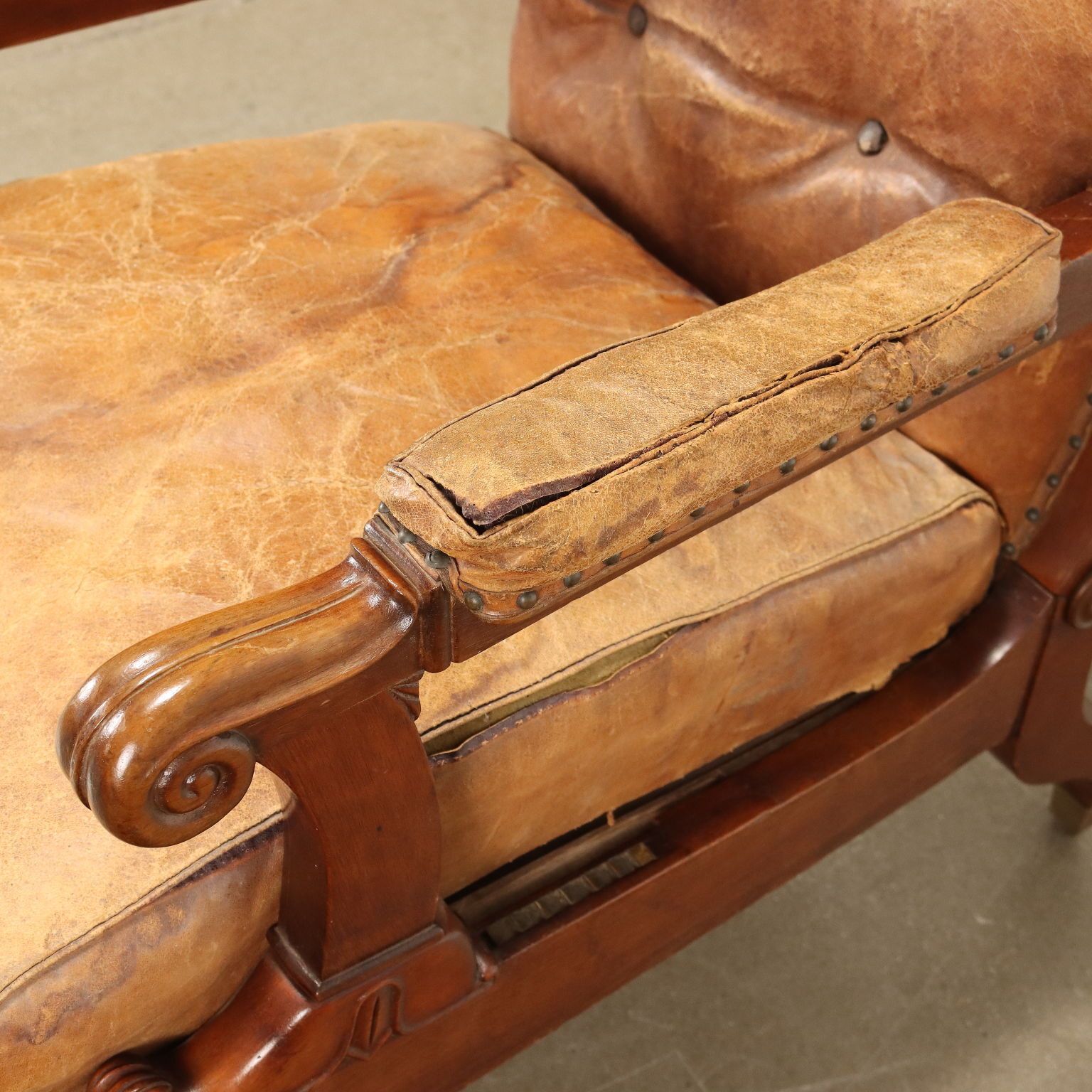 Antique Reclining Chair Louis Philippe Walnut Italy XIX Century photo vintage