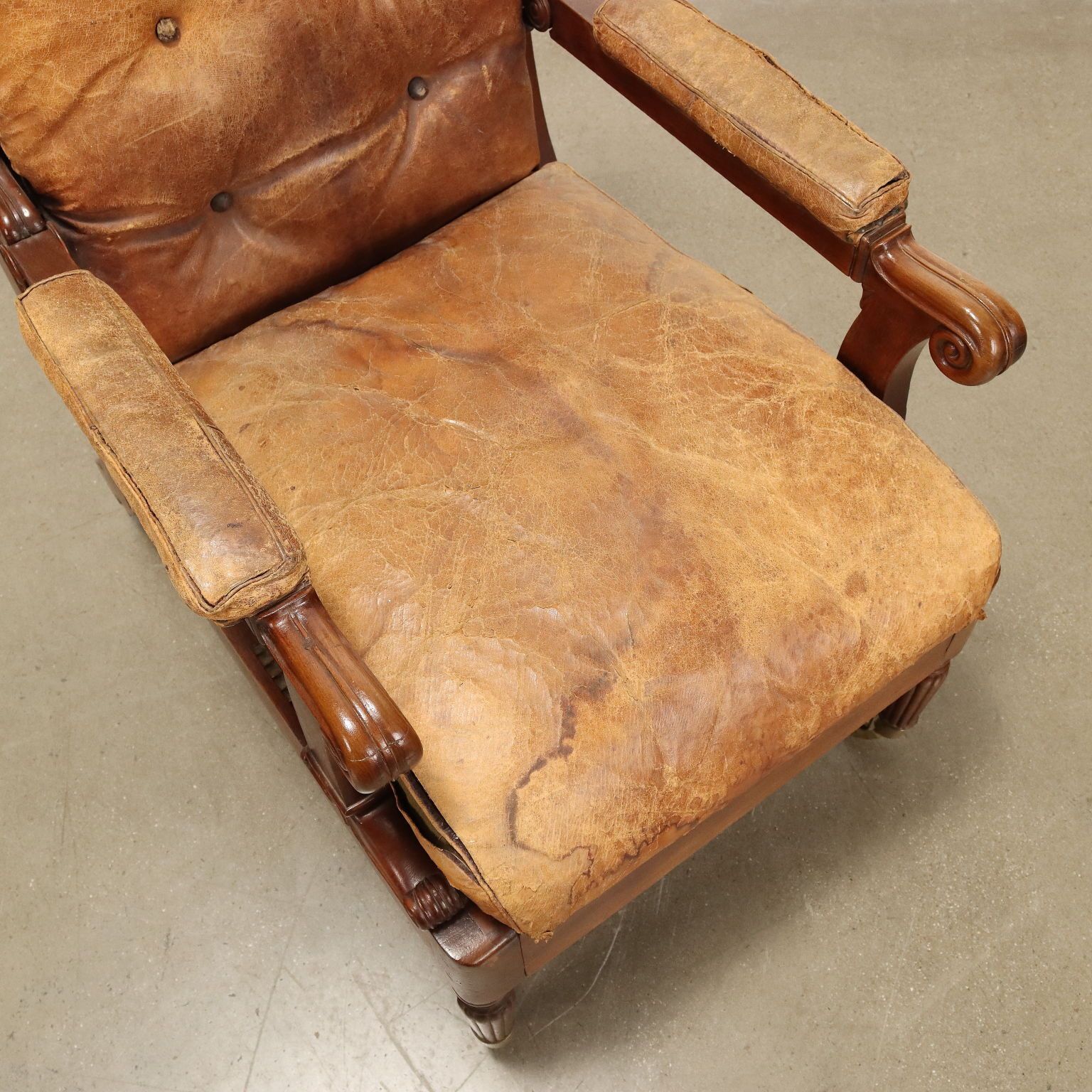 photo for sale Antique Reclining Chair Louis Philippe Walnut Italy XIX Century