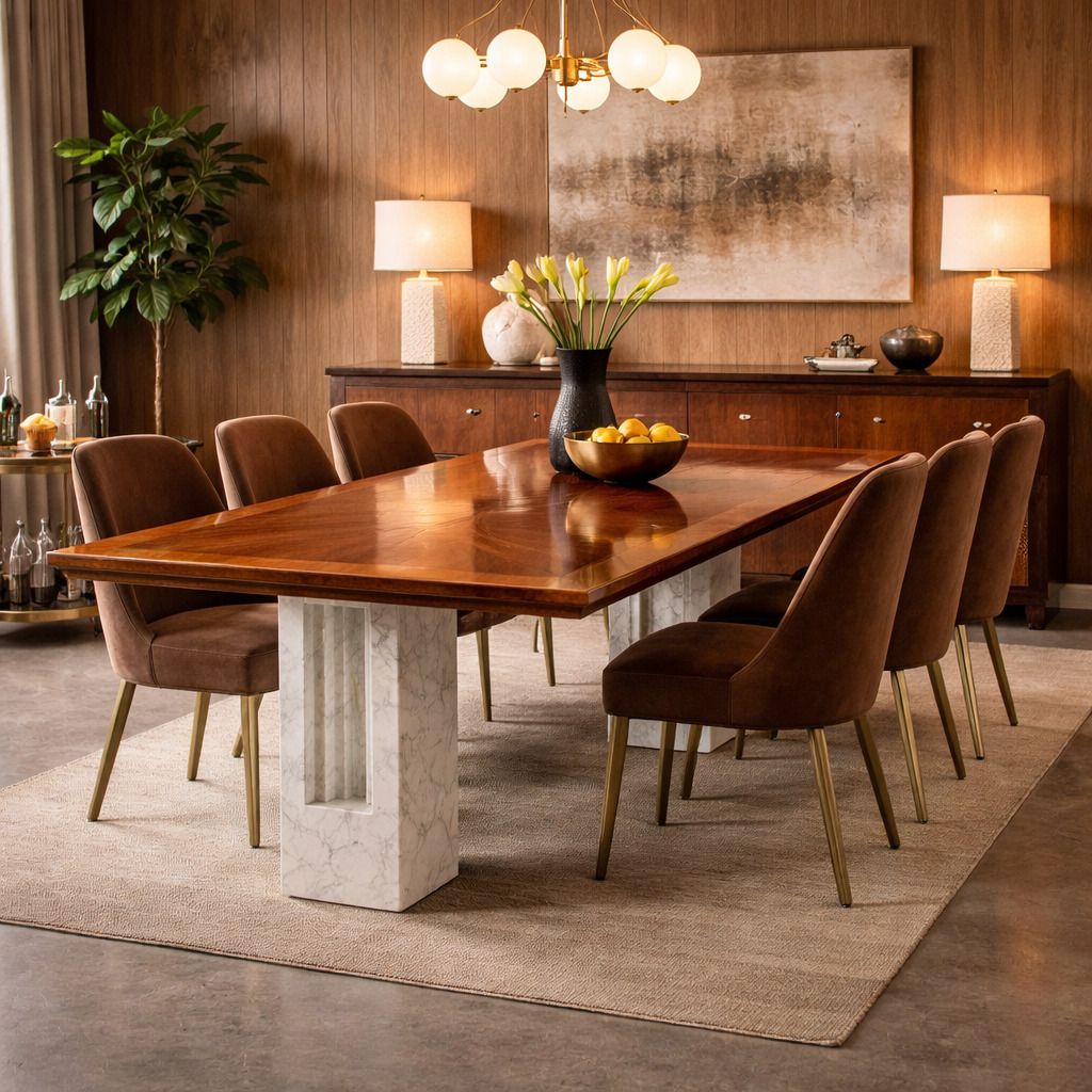 Vintage Table Design Burl Veneer Walnut Italy 1980s photo furniture