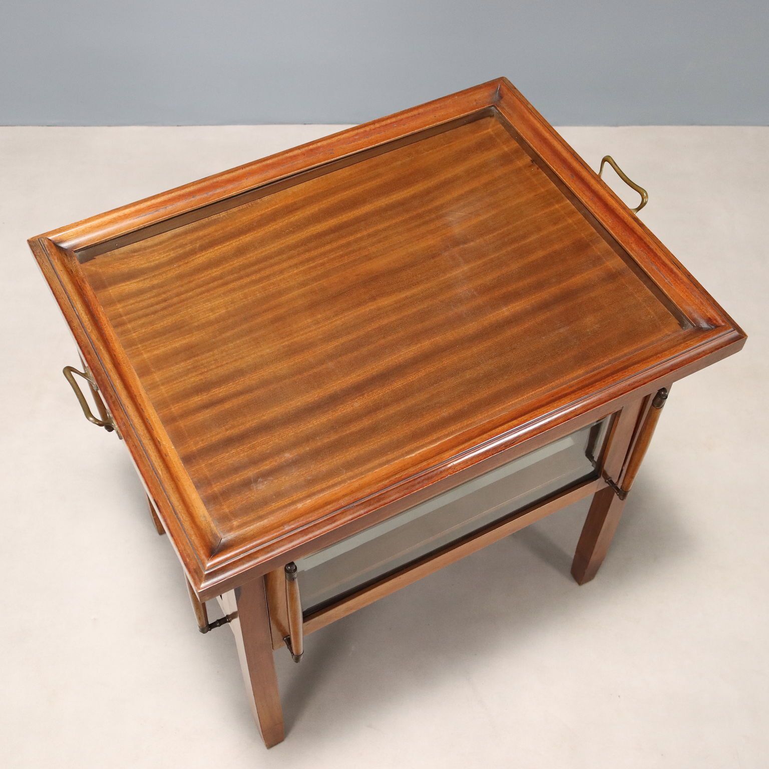 Table d'époque en acajou, verre et bronze, Italie, XIXe siècle photo buy