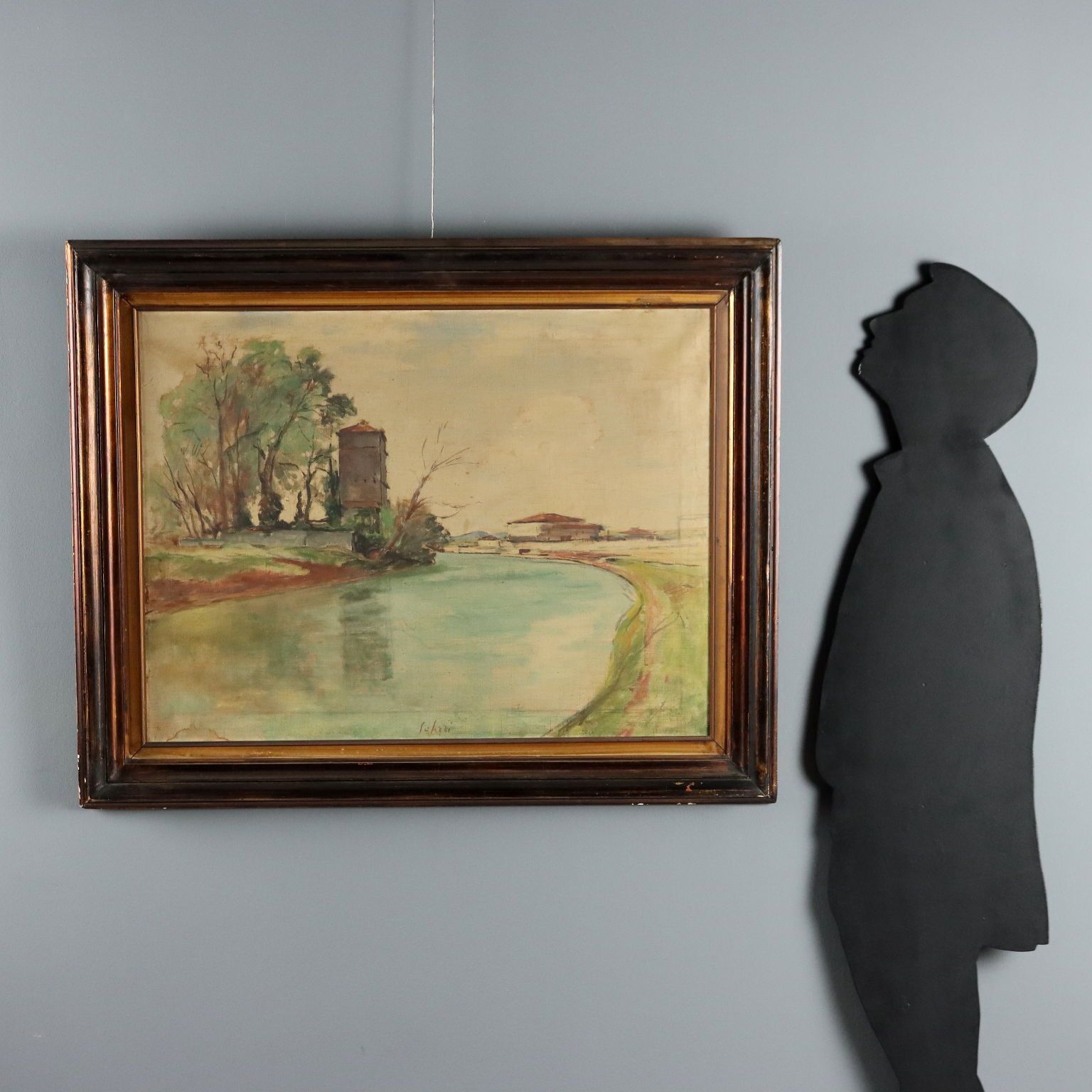 Peinture moderne signée Fioravante Seibezzi : Padoue - Le Bacchiglione, 1942 photo furniture