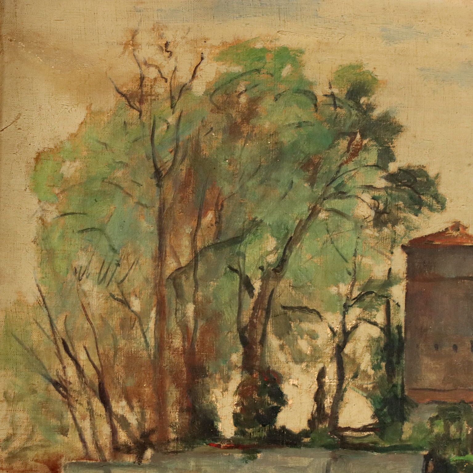 Peinture moderne signée Fioravante Seibezzi : Padoue - Le Bacchiglione, 1942 photo buy