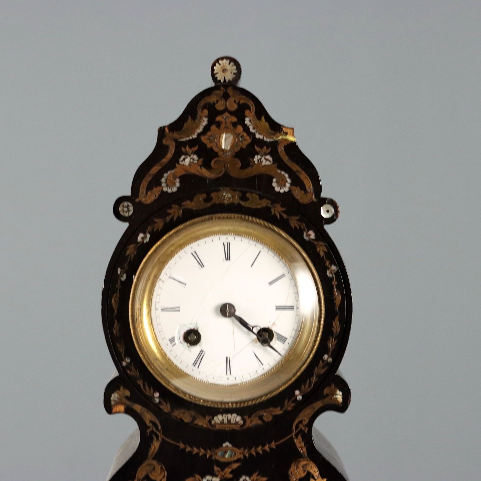 Antique Clock Wood Bronze Mother Of Pearl XIX Century photo for sale