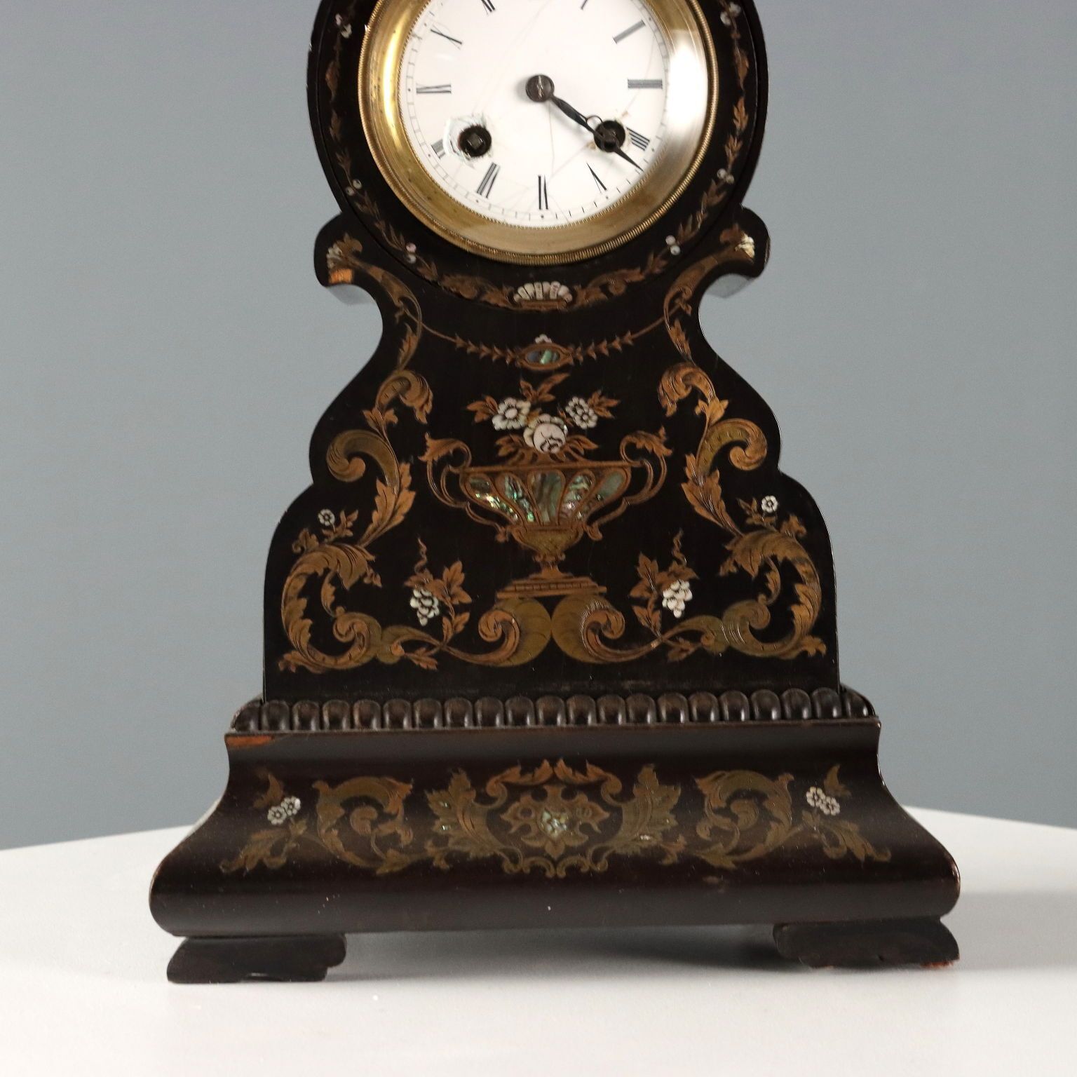 Antique Clock Wood Bronze Mother Of Pearl XIX Century photo Home Decor