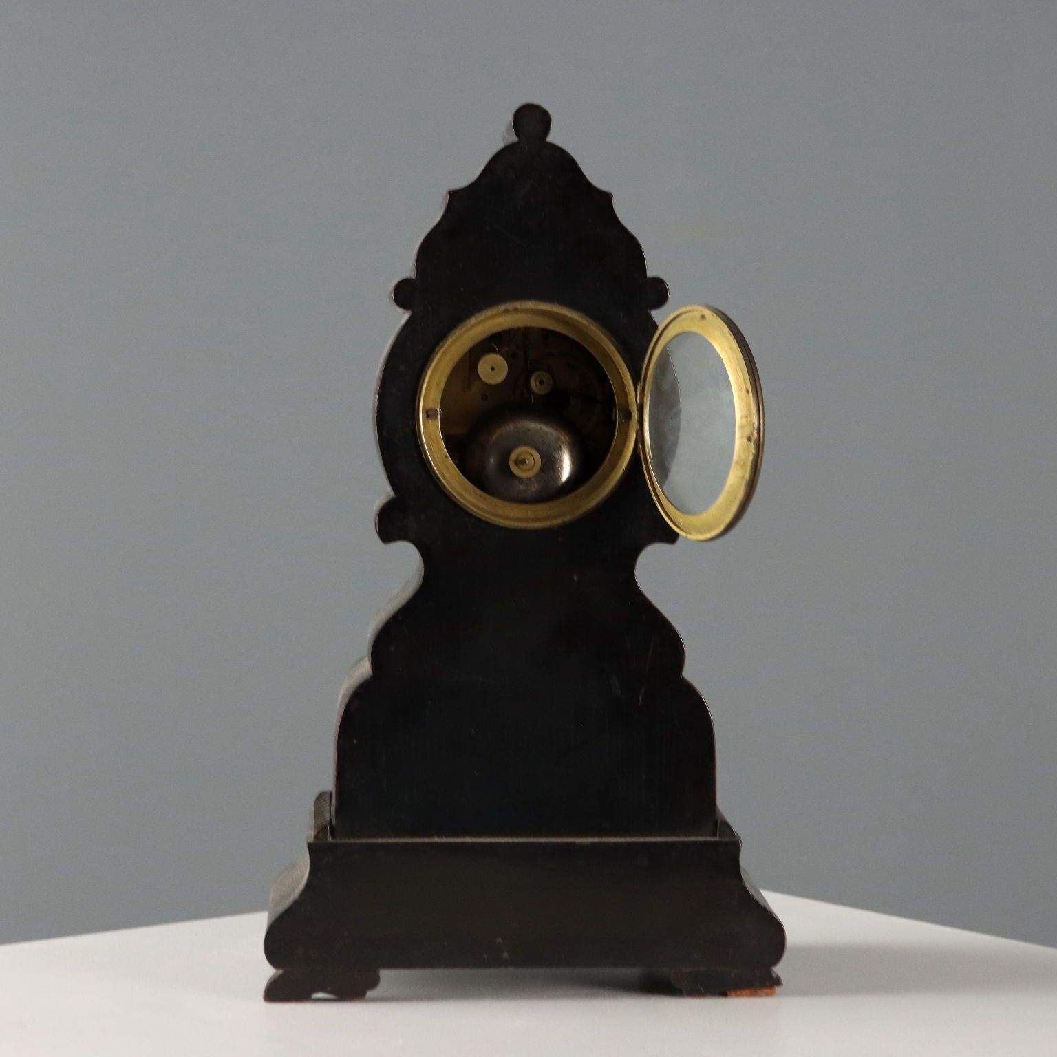 Home Decor Antique Clock Wood Bronze Mother Of Pearl XIX Century photo