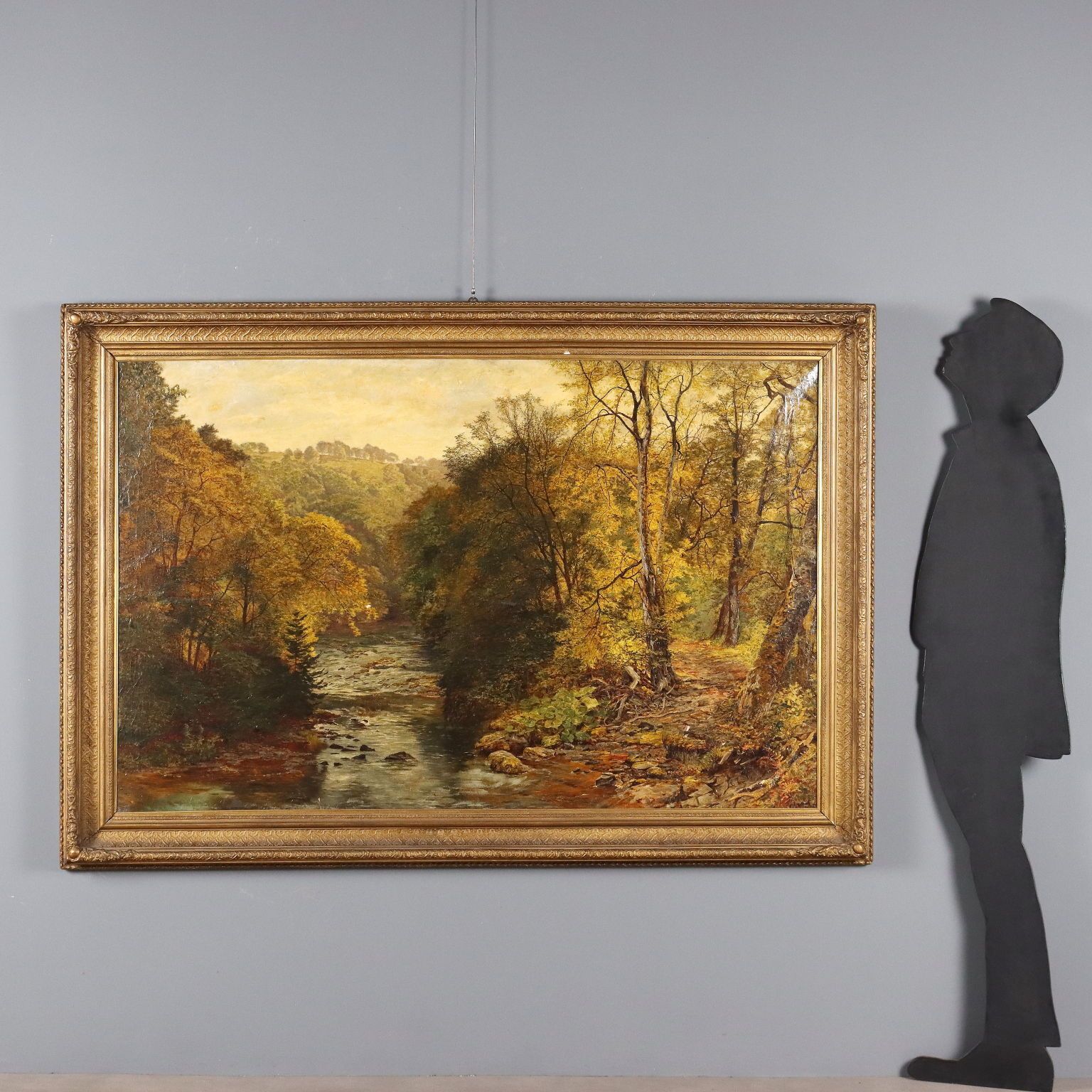 Tableau d'époque, paysage forestier, huile sur toile, XIXe siècle photo furniture