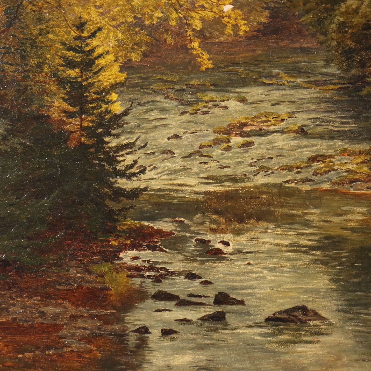 Tableau d'époque, paysage forestier, huile sur toile, XIXe siècle photo Art
