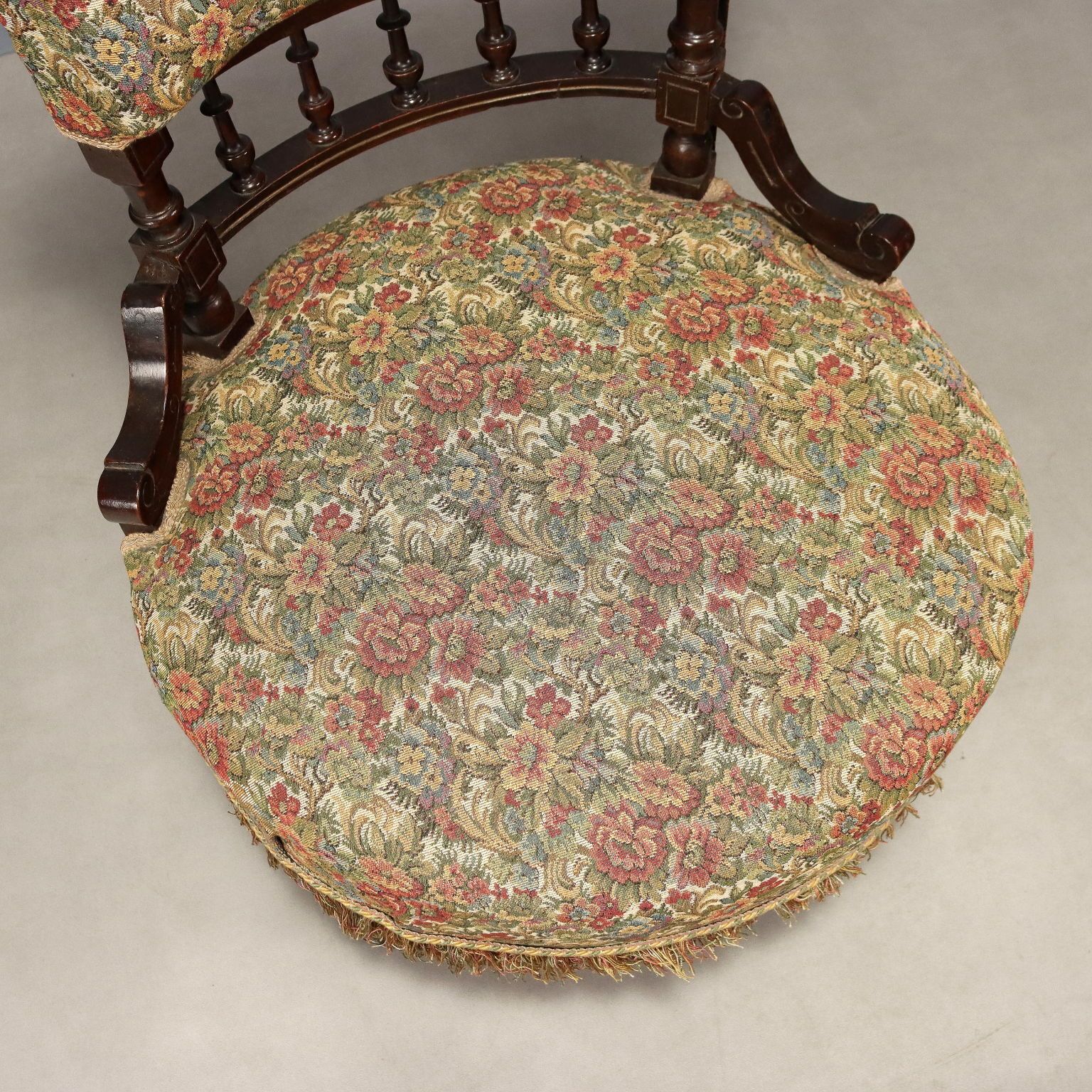 Victorian Armchair With Pouf Fabric England XIX Century photo buy