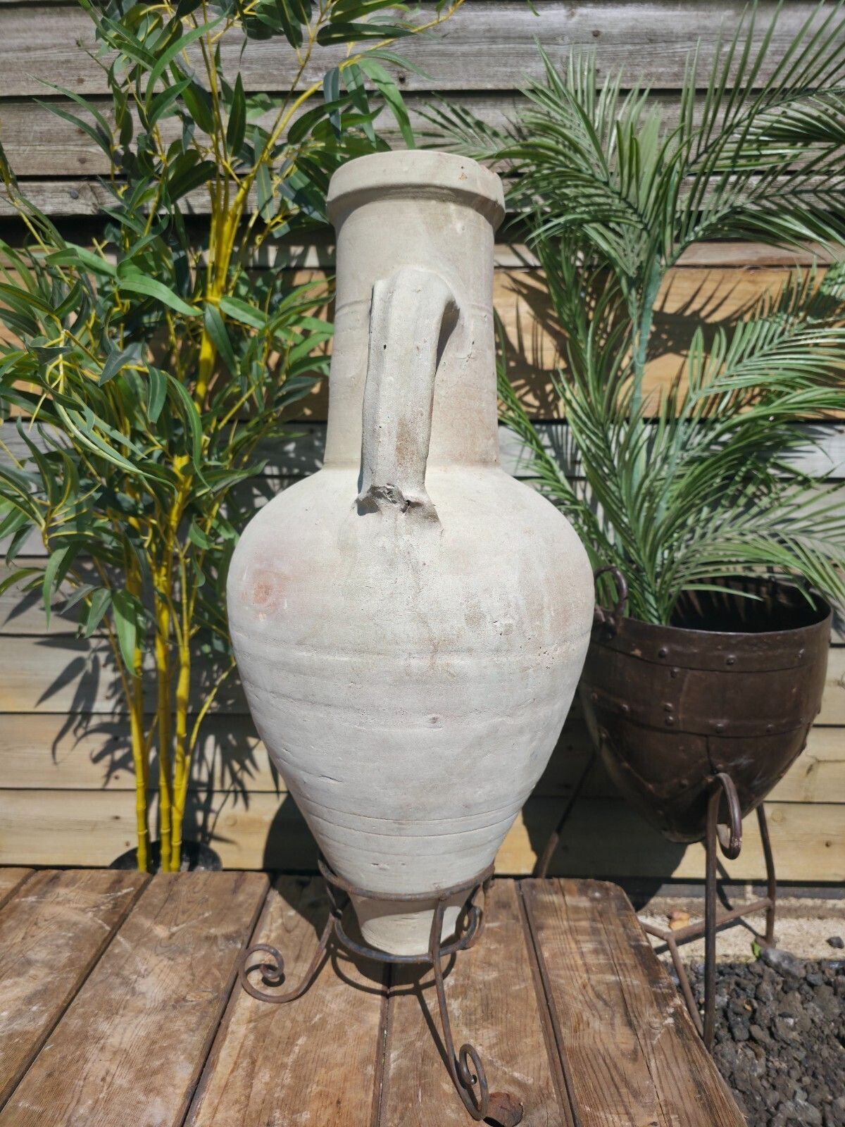 Large Rustic Mediterranean Terracotta Greek Roman Amphora Urn On Stand photo buy