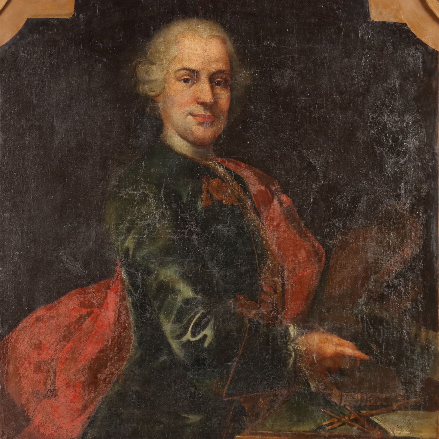 Tableau d'époque, portrait d'un gentilhomme, huile sur toile, XVIIIe siècle photo for sale