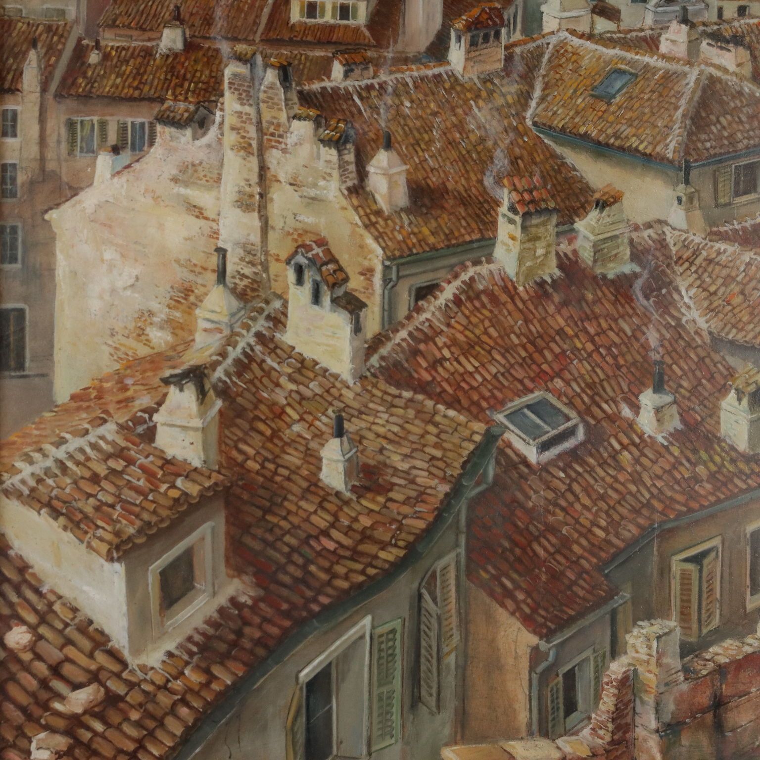Modern Painting Signed Aldo Bressanuti City View XX Century photo 940.0