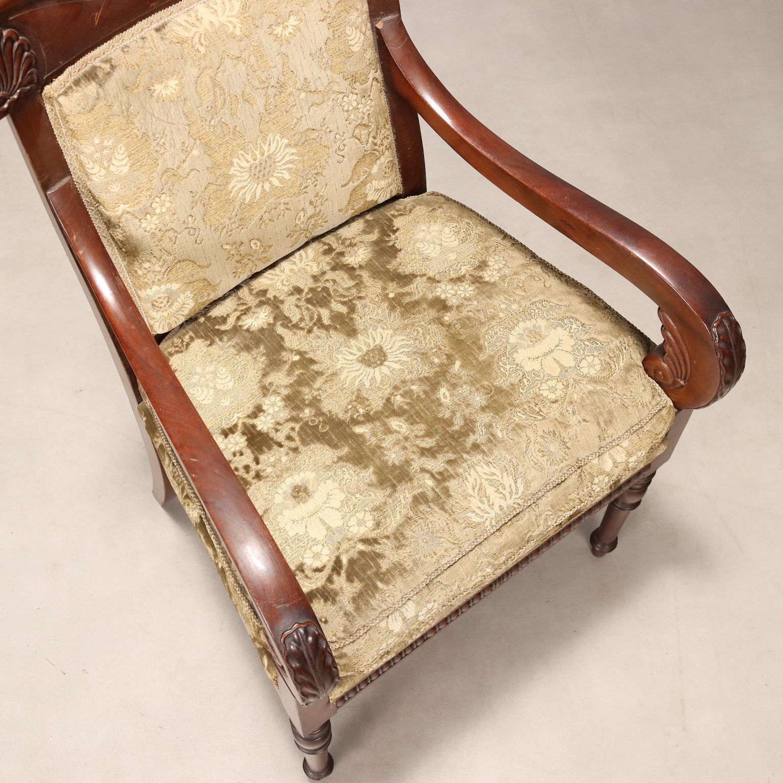Antique Armchair Louis Philippe Mahogany Italy XIX Century photo vintage