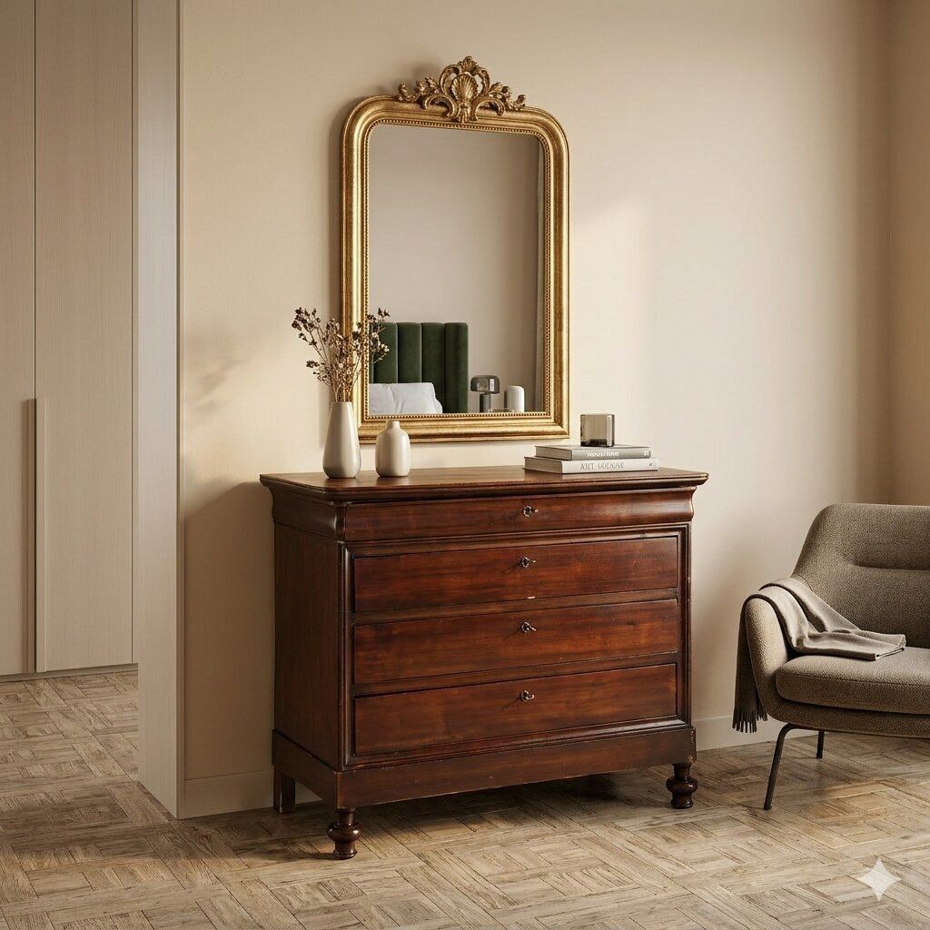 Antieke ladekast Louis-Philippe walnoot 19e eeuw photo furniture
