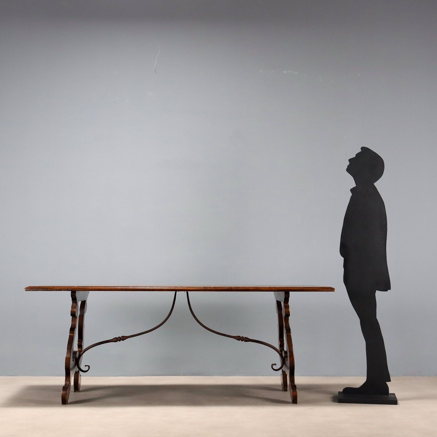 Antique Table Walnut Wrought Iron Italy XX Century photo for sale