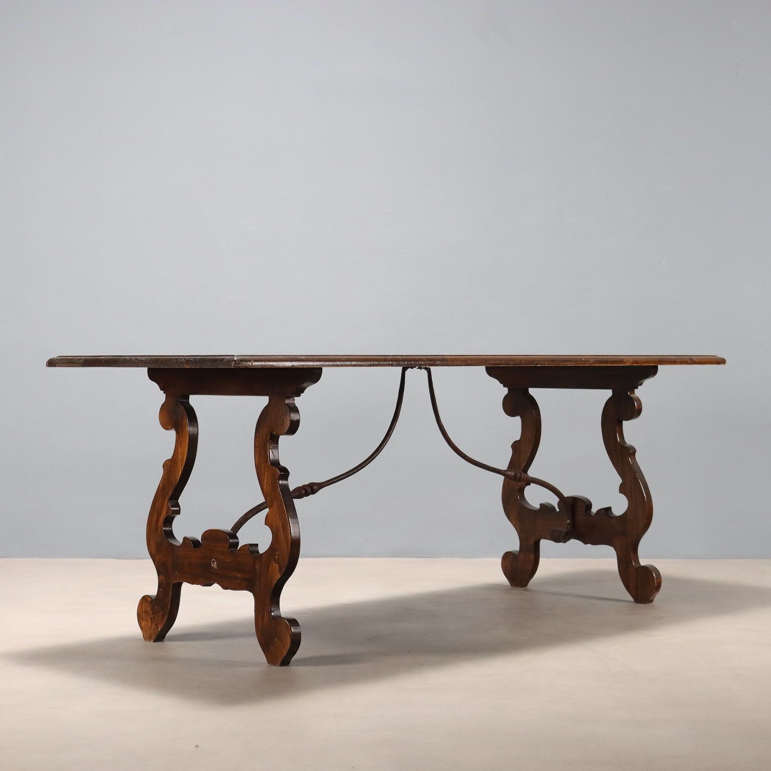photo furniture Antique Table Walnut Wrought Iron Italy XX Century