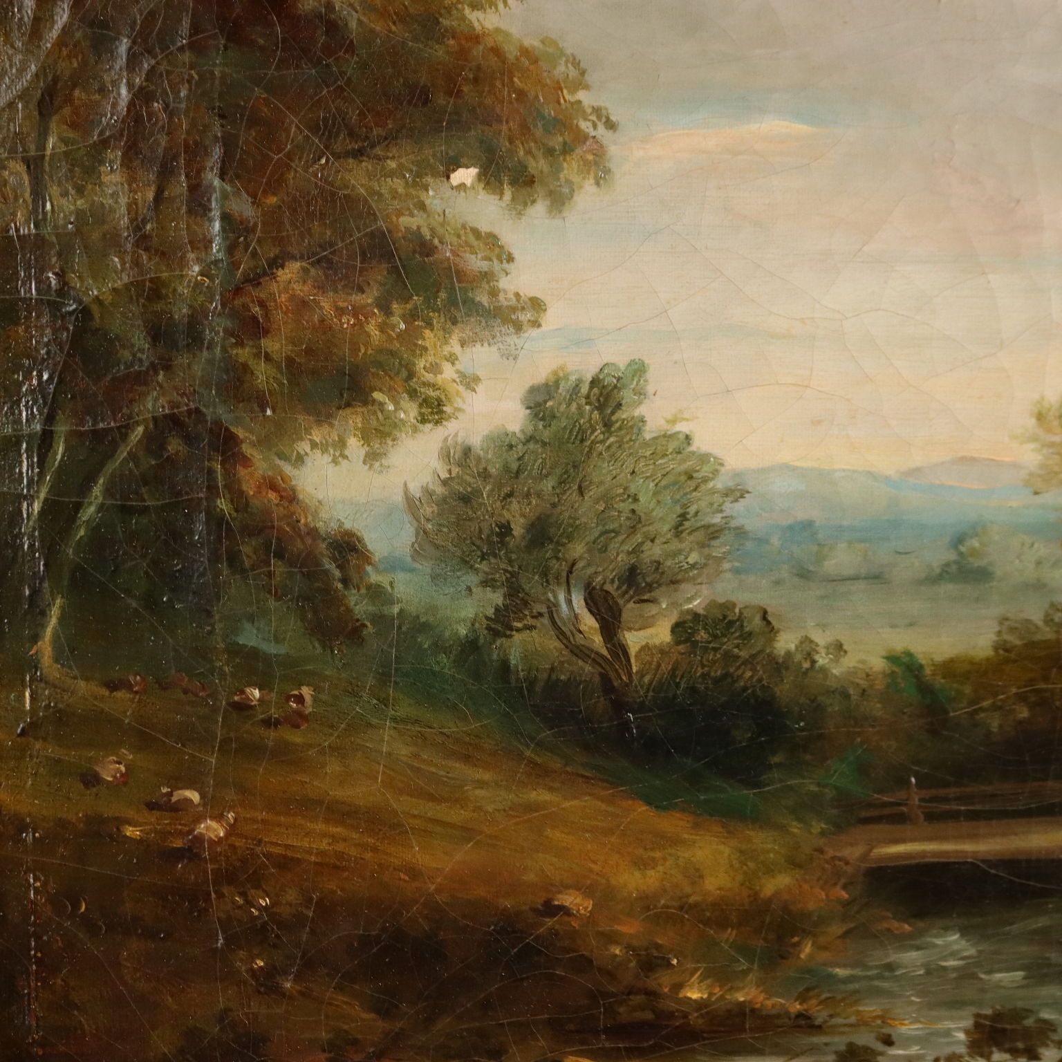 Antique Painting Landscape With Mill Oil On Canvas XIX Century photo 480.0