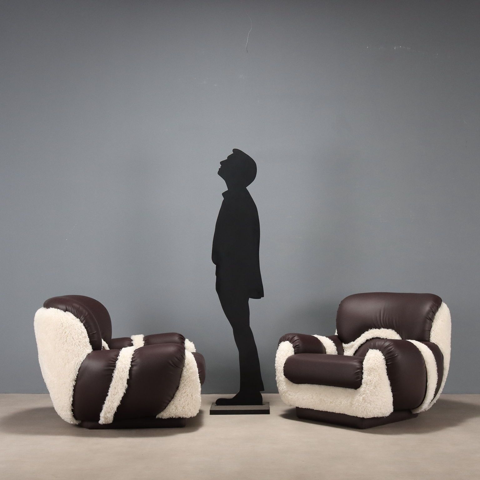 Vintage Armchairs Leatherette Foam Design Italy 1970s photo for sale