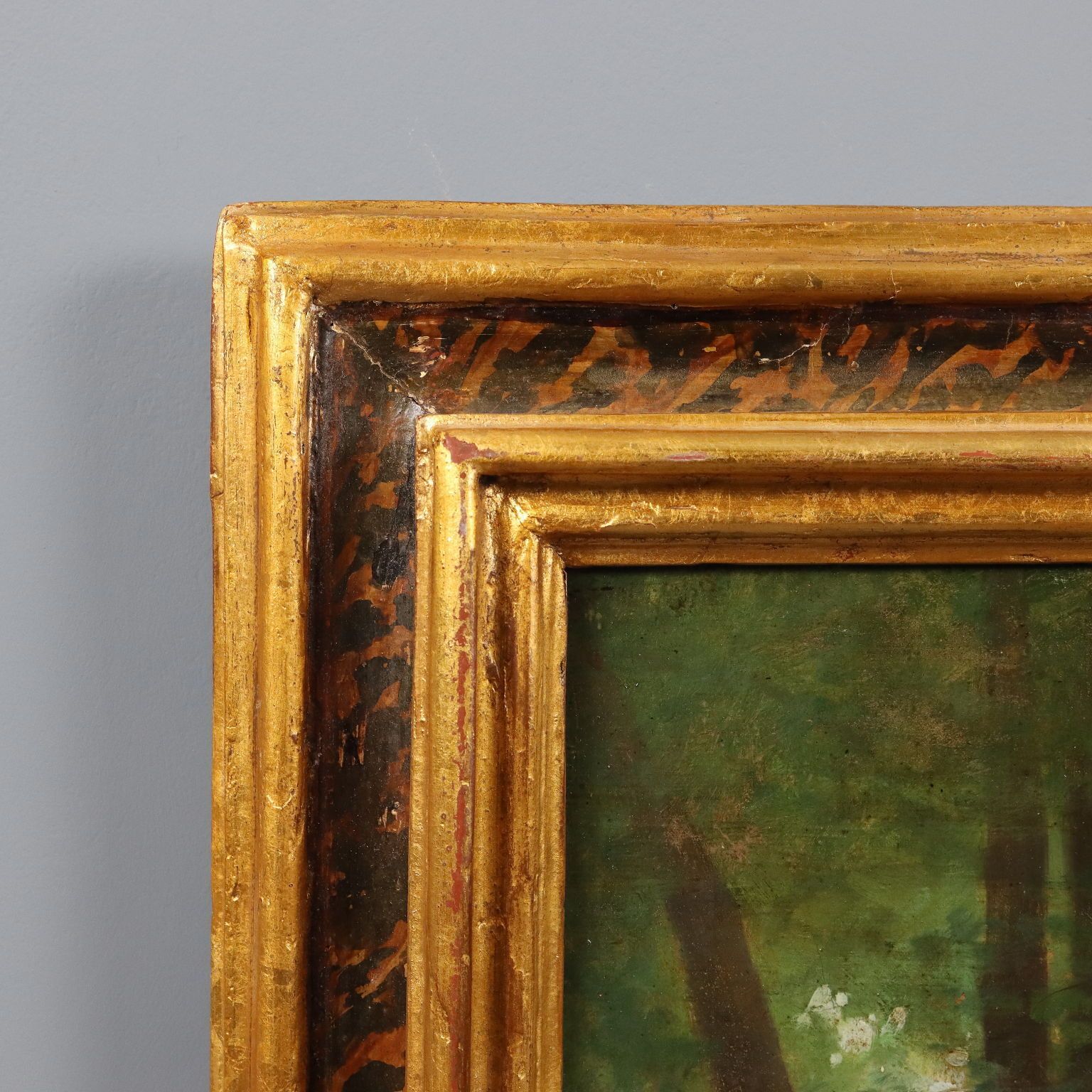 photo furniture Tableau d'époque, cerf dans les bois, huile sur toile, France, XIXe siècle