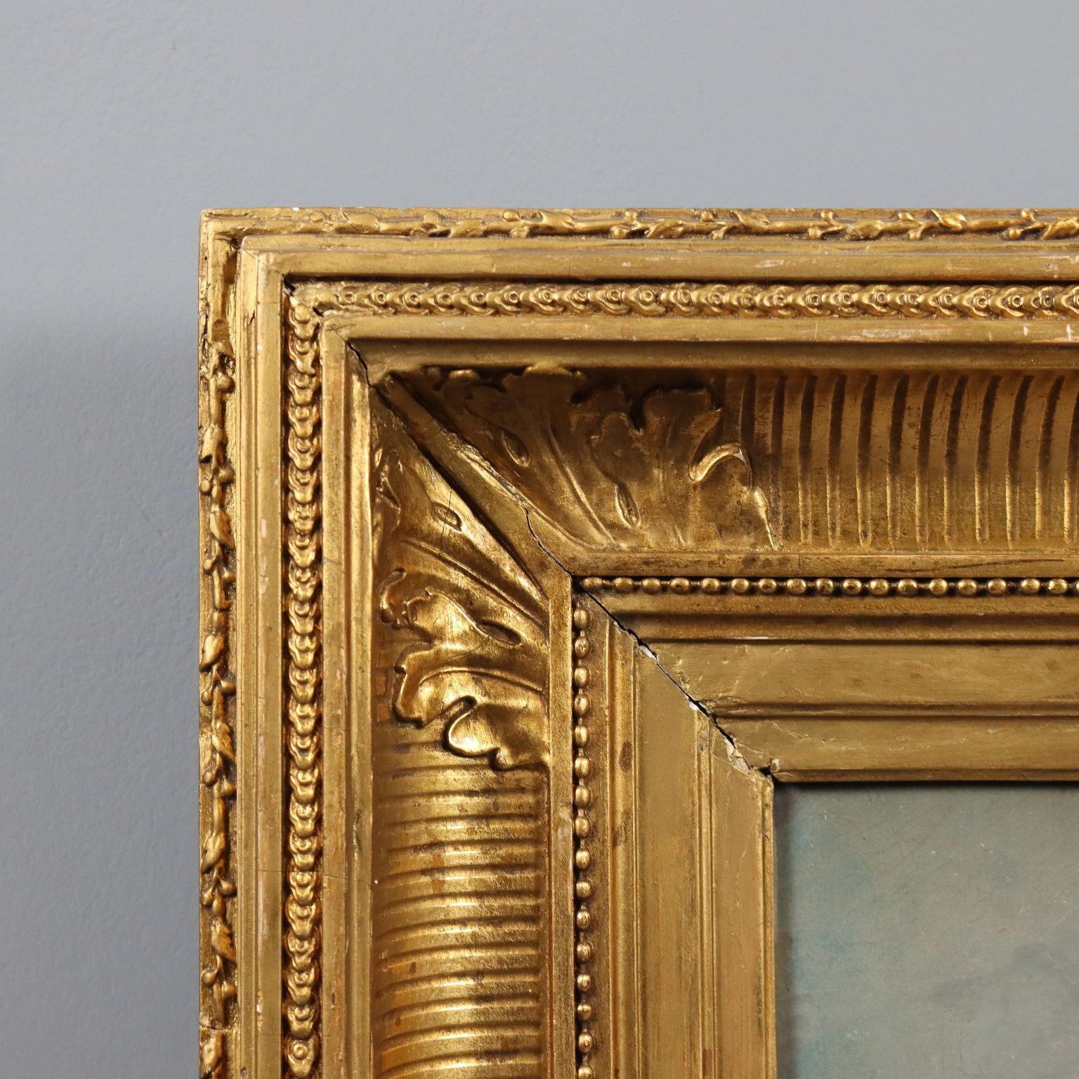 Tableau d'époque, paysage aux paysans, huile sur toile, Europe, XIXe siècle photo vintage