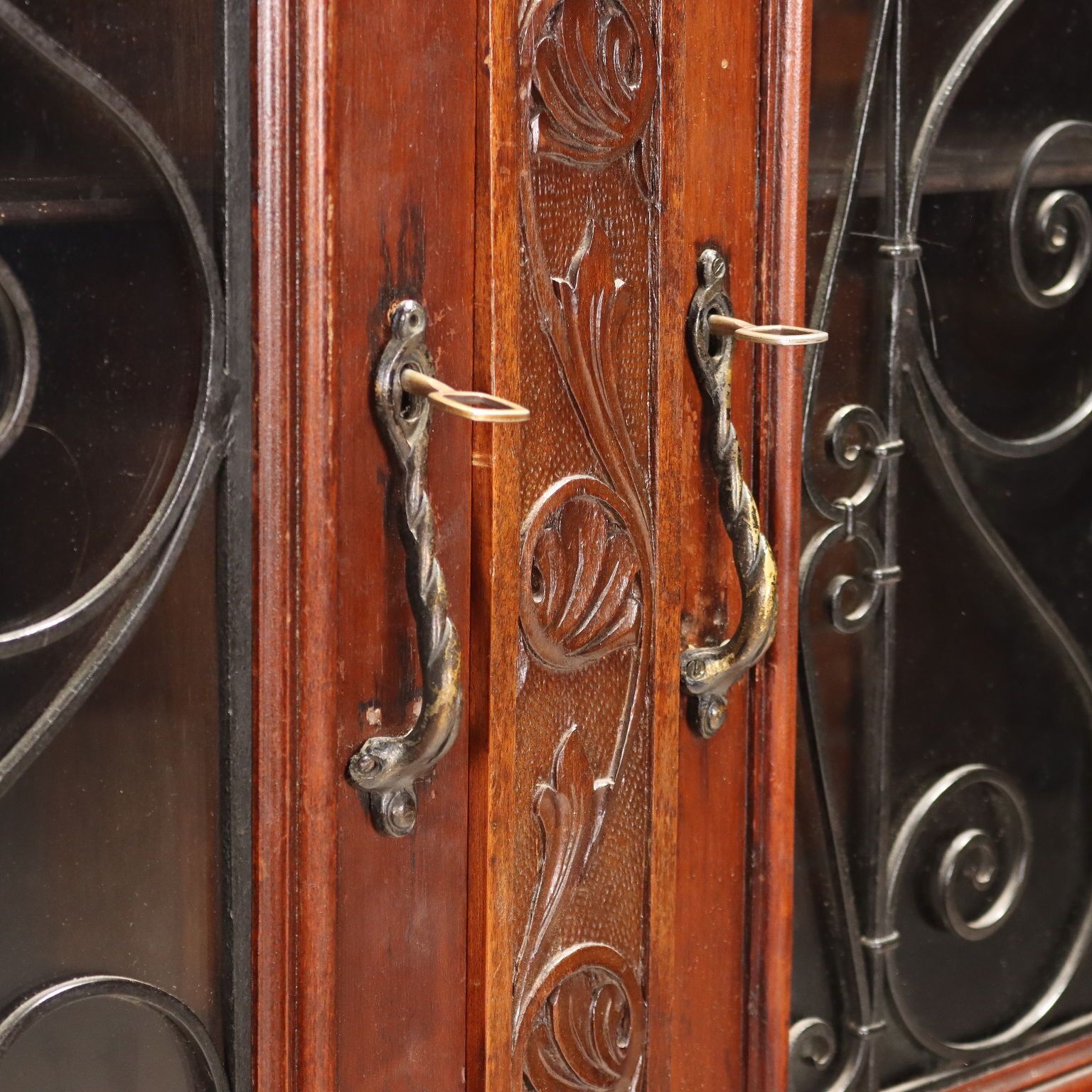 Bookcase Neo Renaissance Style Walnut XX Century photo vintage