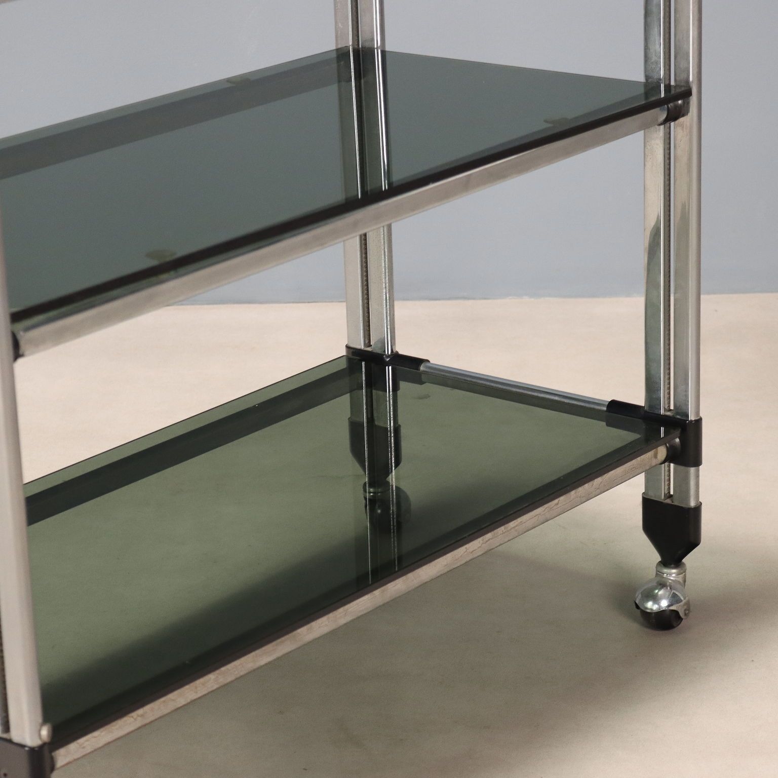 Vintage Kitchen Trolley Chromed Metal Glass Design Italy 1970s photo buy