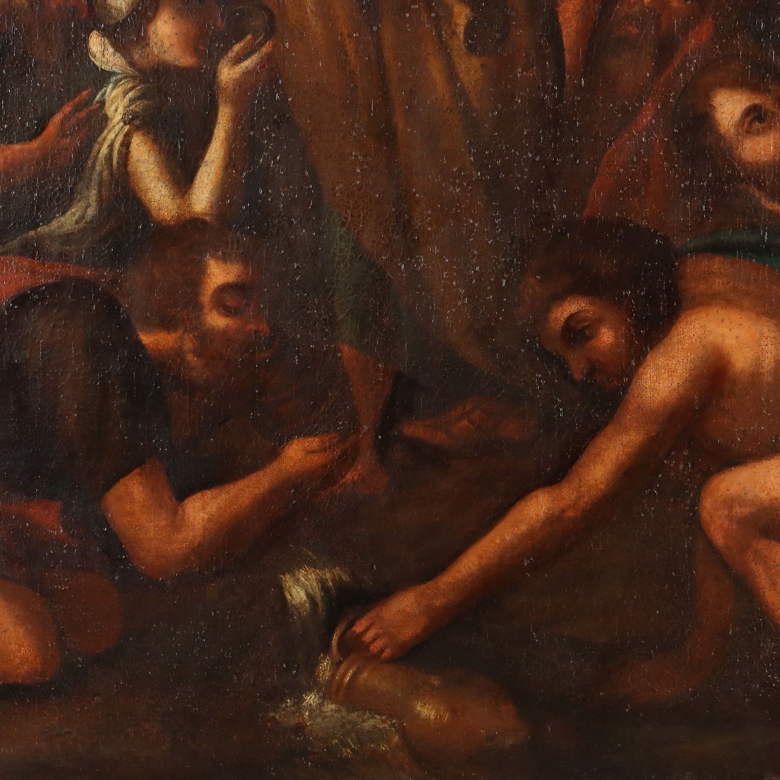 Tableau d'époque, Moïse faisant jaillir l'eau du rocher, XVIIe siècle photo 3490.0