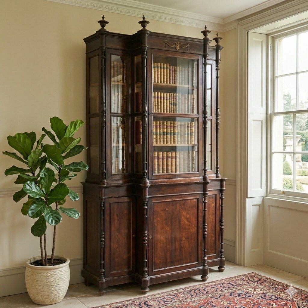 Bookcase Bois De Rose Neoclassical Decorations XIX Century photo furniture