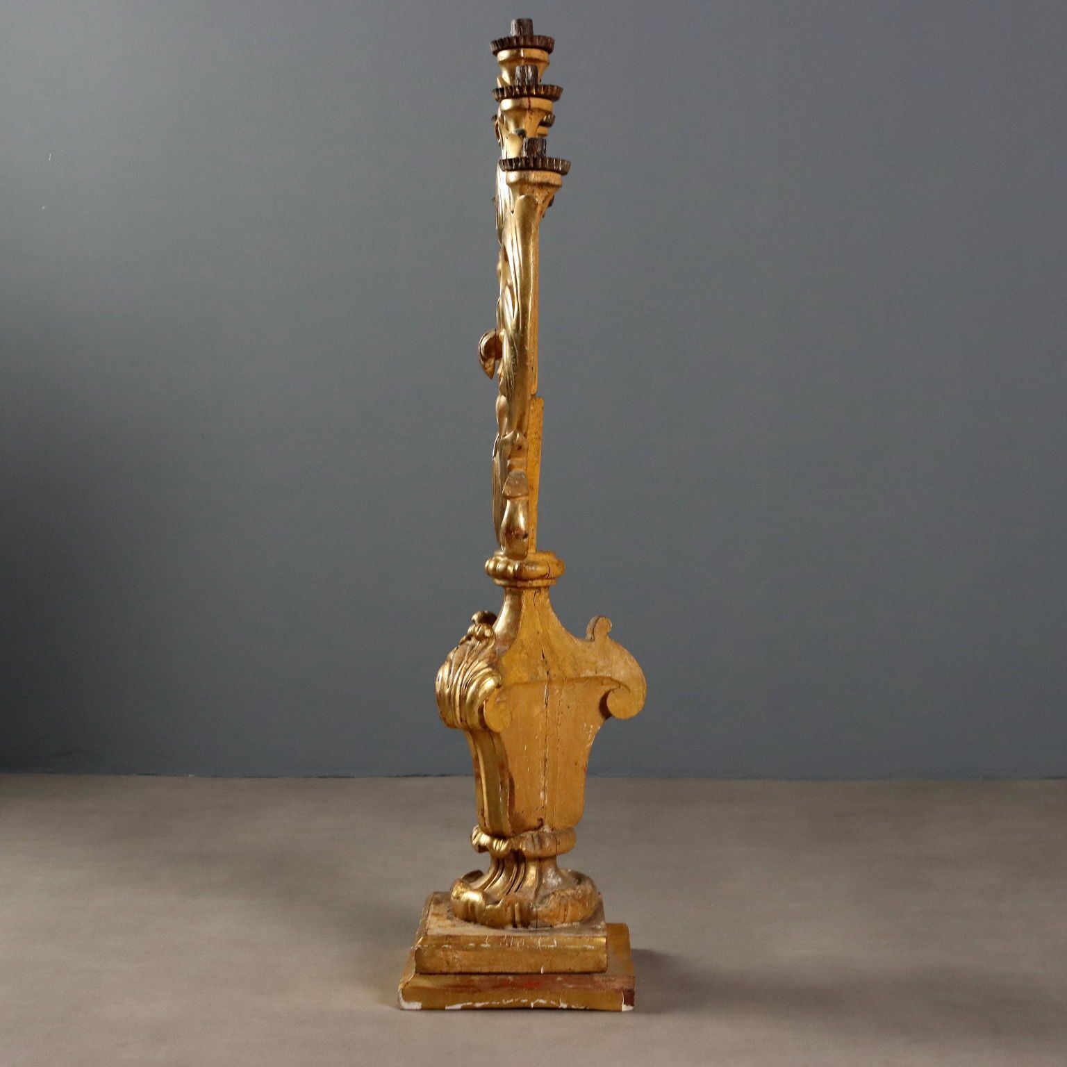 Candélabre d'époque en bois doré sculpté 5 lumières, XVIIIe siècle photo 2620.0