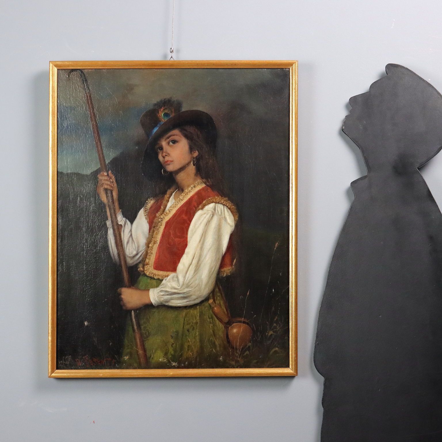 Modern Painting Signed Domenico Pesenti Oil On Canvas XIX Century photo furniture