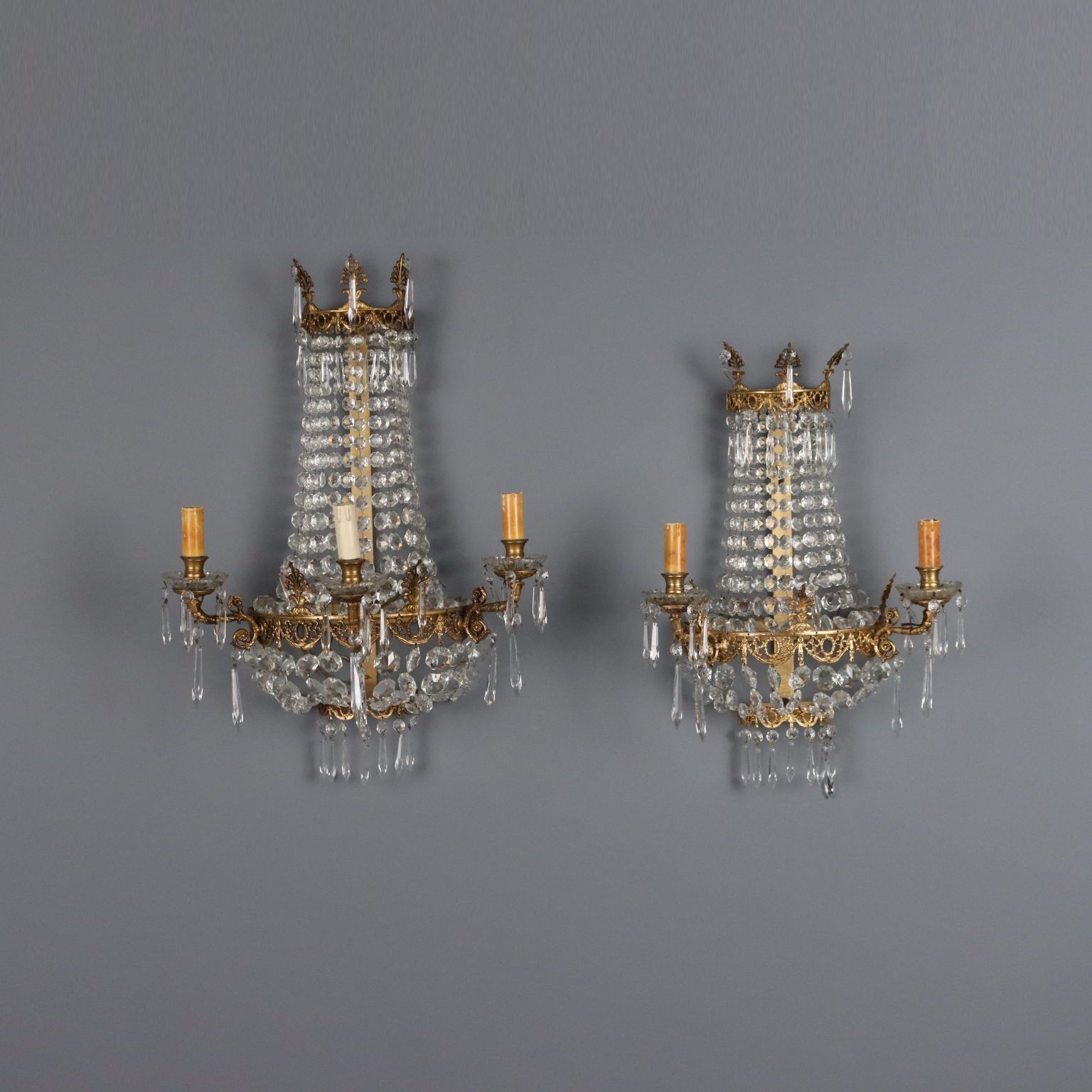 Wall Lamps Gilded Bronze Neoclassical Motifs XX Century