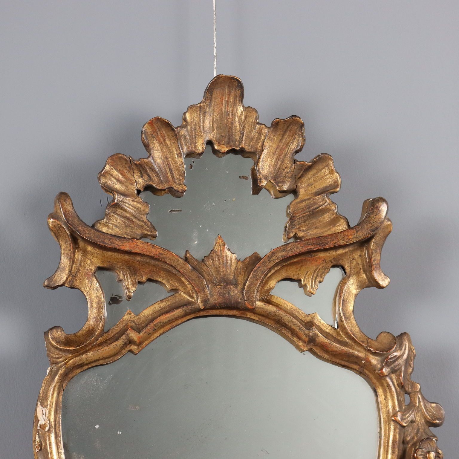 Spiegel Barok Gesneden Verguld Hout Italië 18e Eeuw photo Woonaccessoires