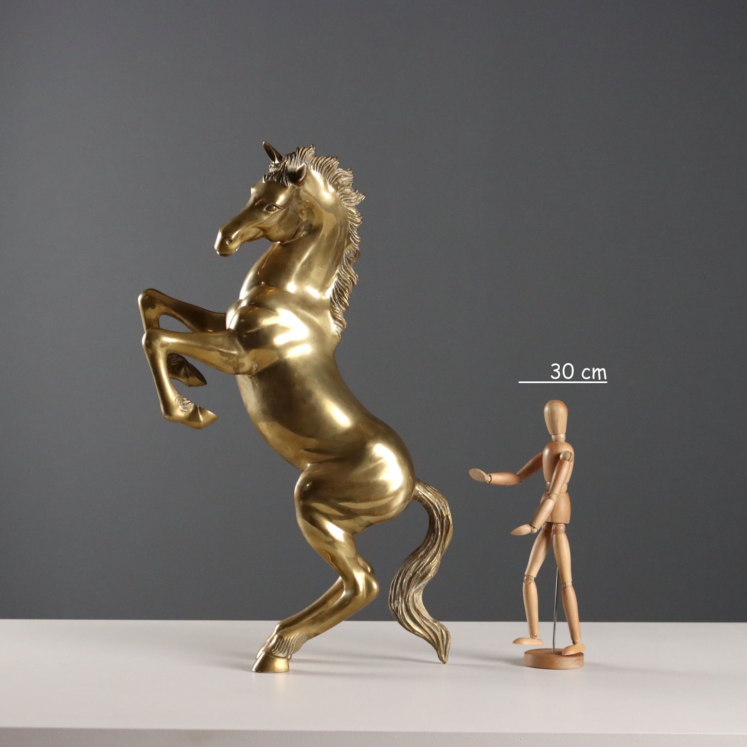 Modern Sculpture Gilded Bronze Prancing Horse Italy 1970s 1980s photo furniture